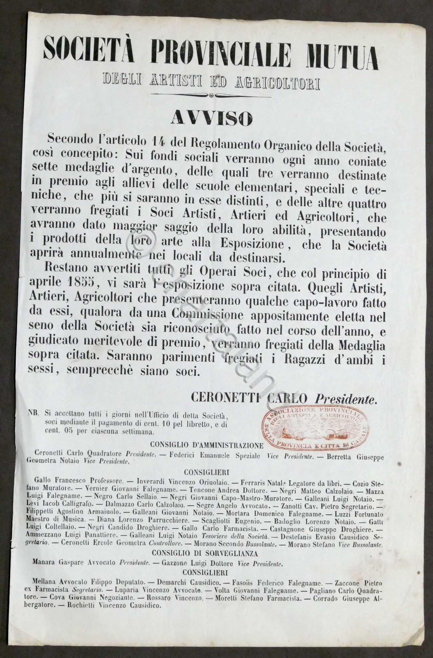 Società Provinciale Mutua Artisti e Agricoltori di Casale - Avviso …