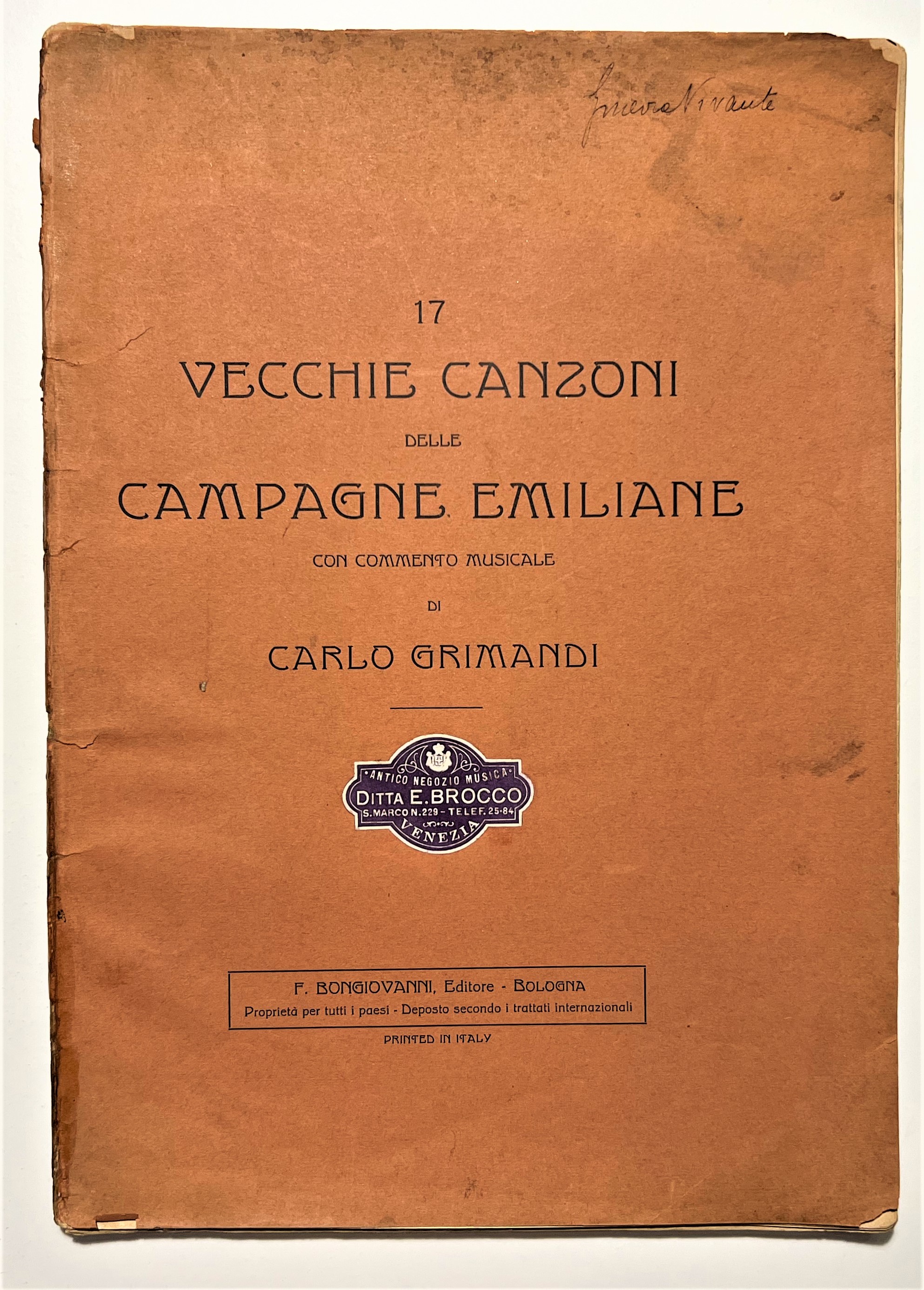 Spartiti - 17 Vecchie Canzoni delle Campagne Emiliane - Mus. …