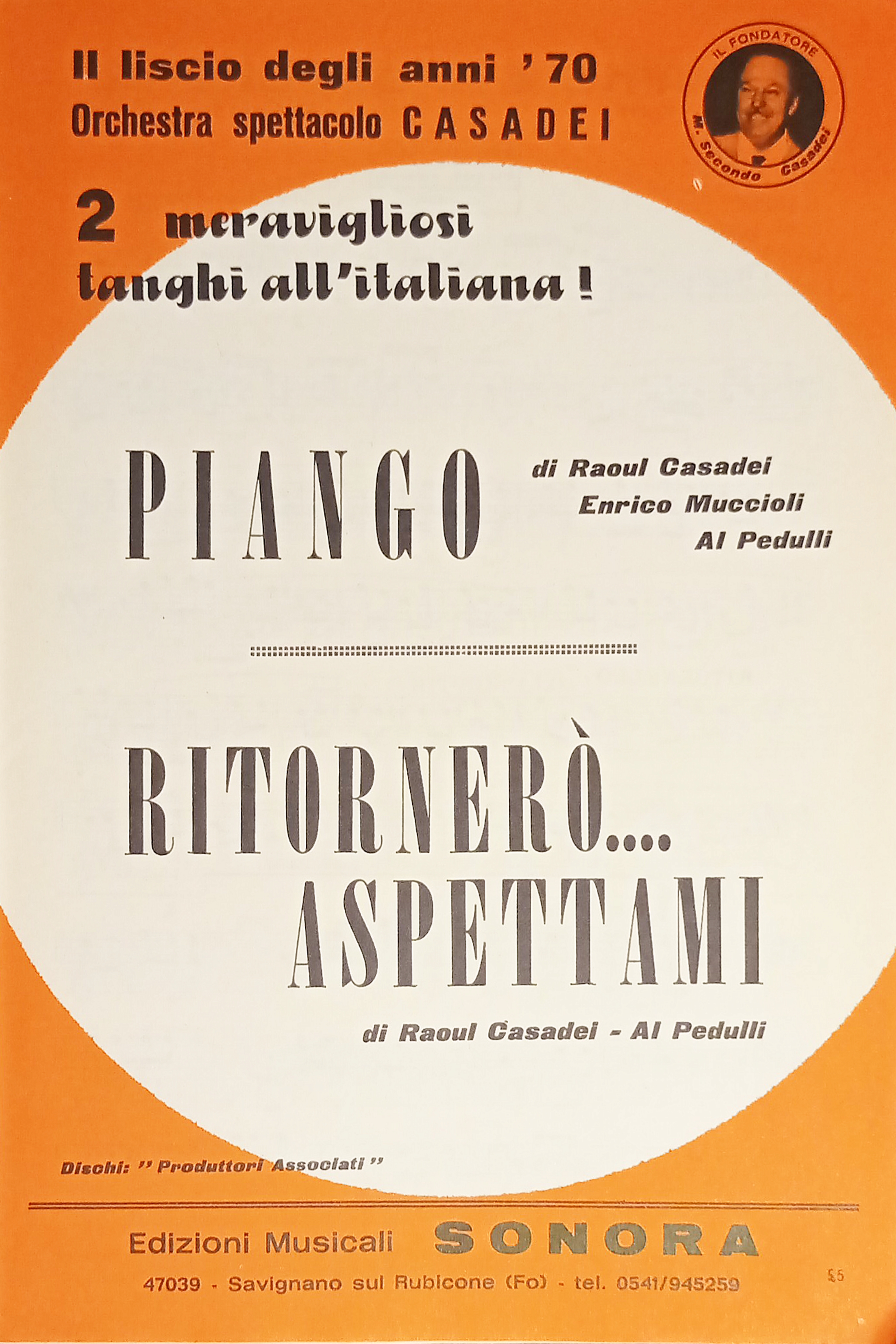 Spartiti - 2 Tanghi - Piango - Ritornerò.Aspettami di Raoul …