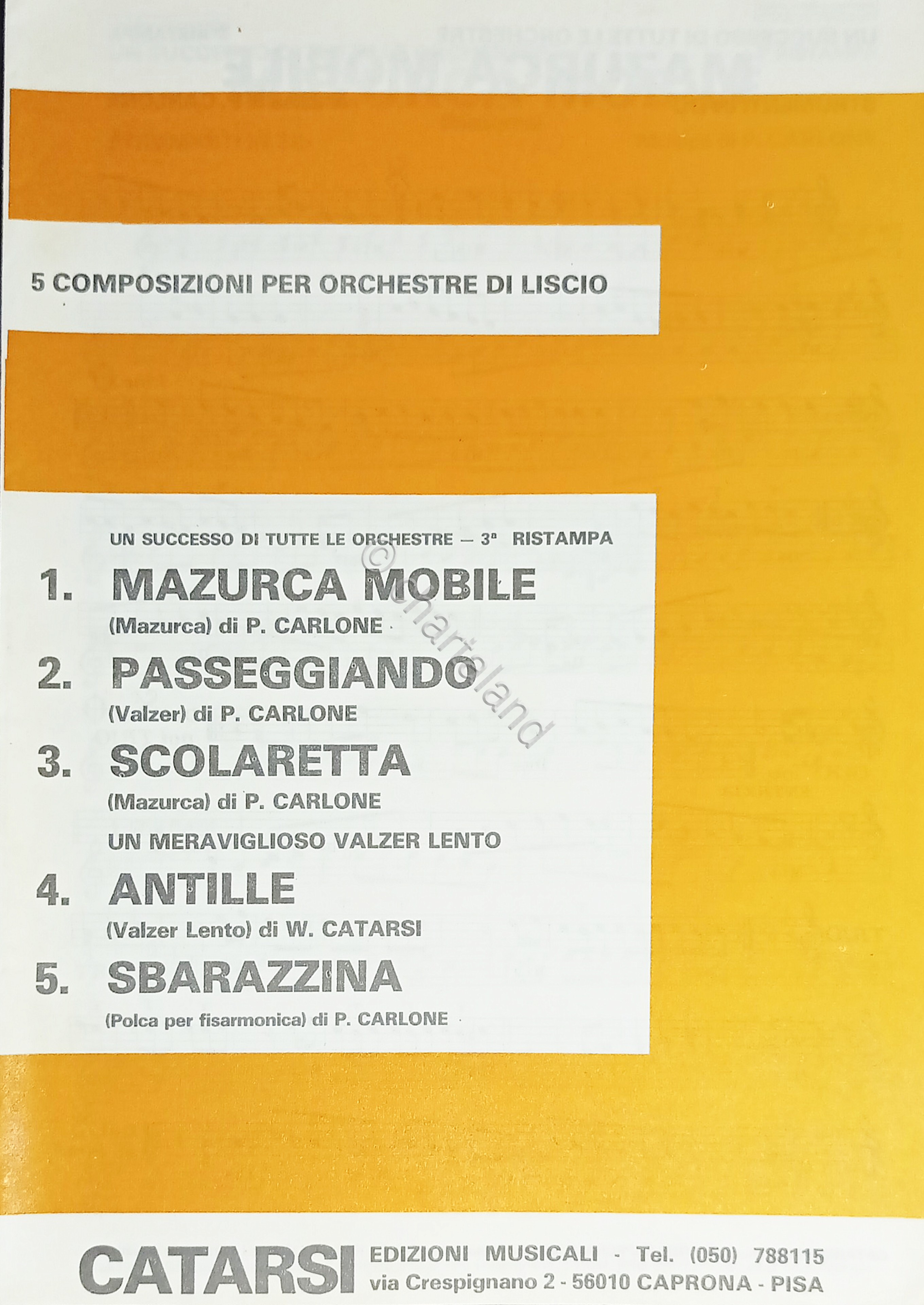Spartiti - 5 Composizioni per Orchestre di Liscio - 1980 …