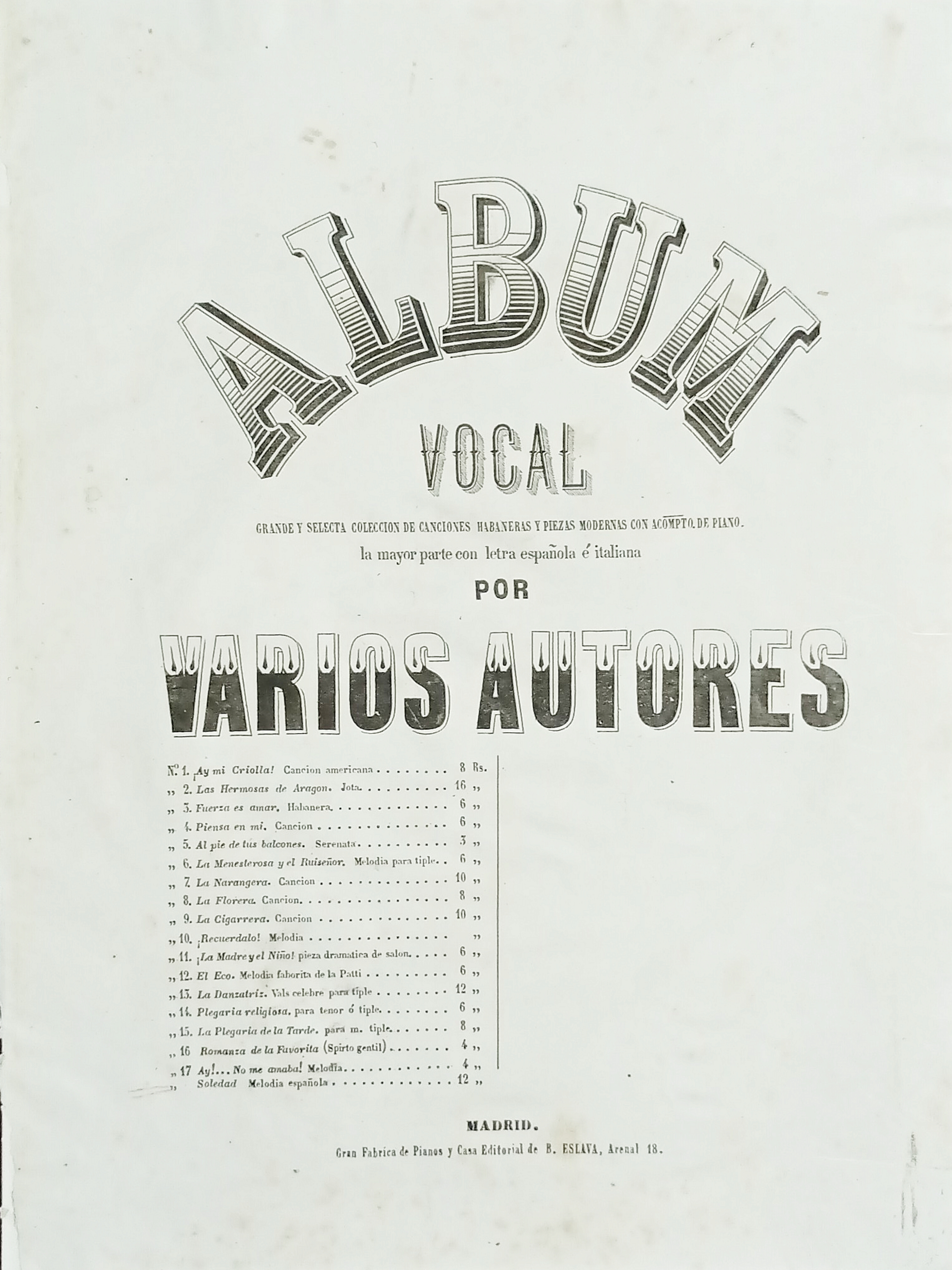 Spartiti - Album Vocal - Soledad - Melodia espanola de …