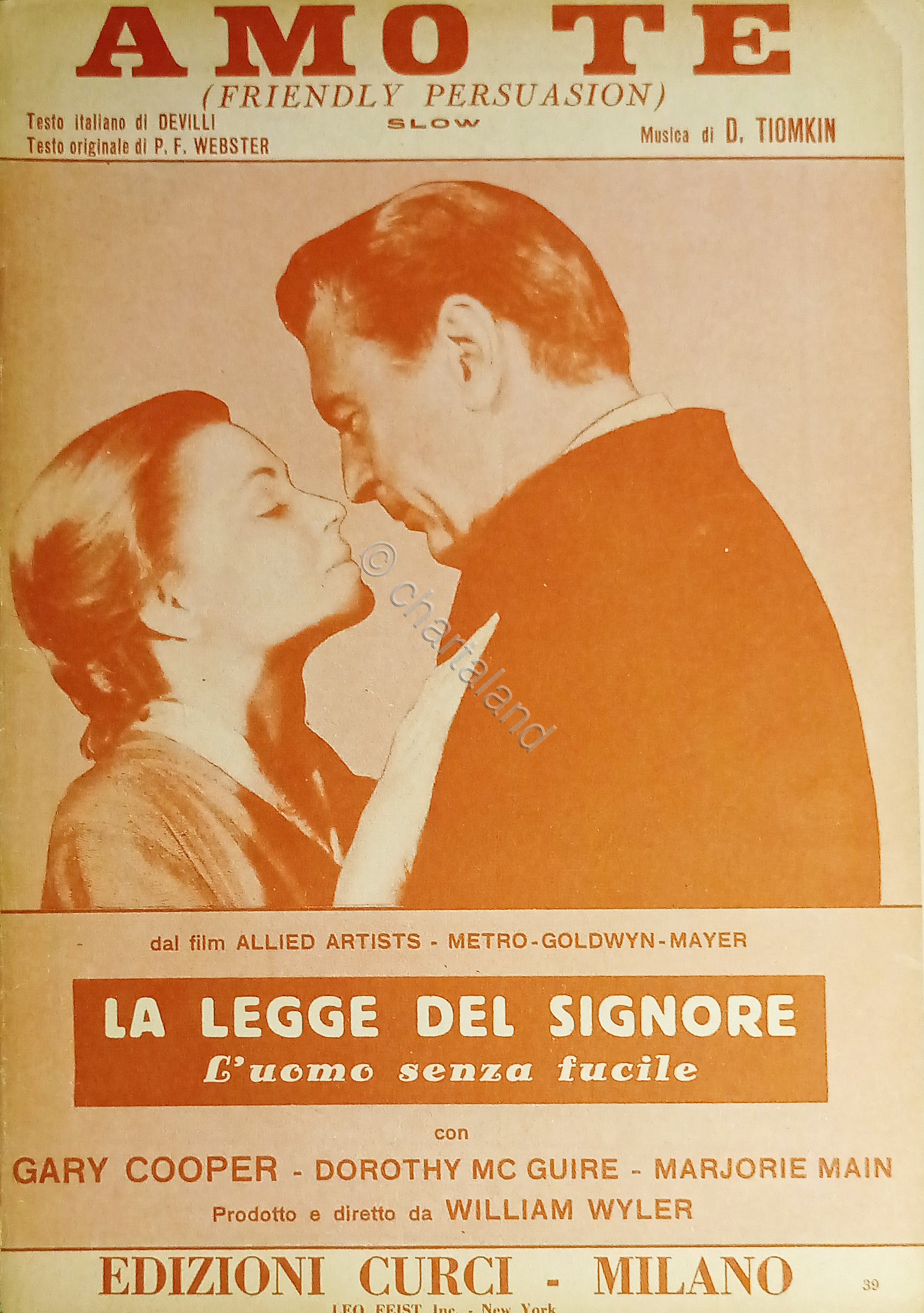 Spartiti - Amo te - Slow di D. Tiomkin - …