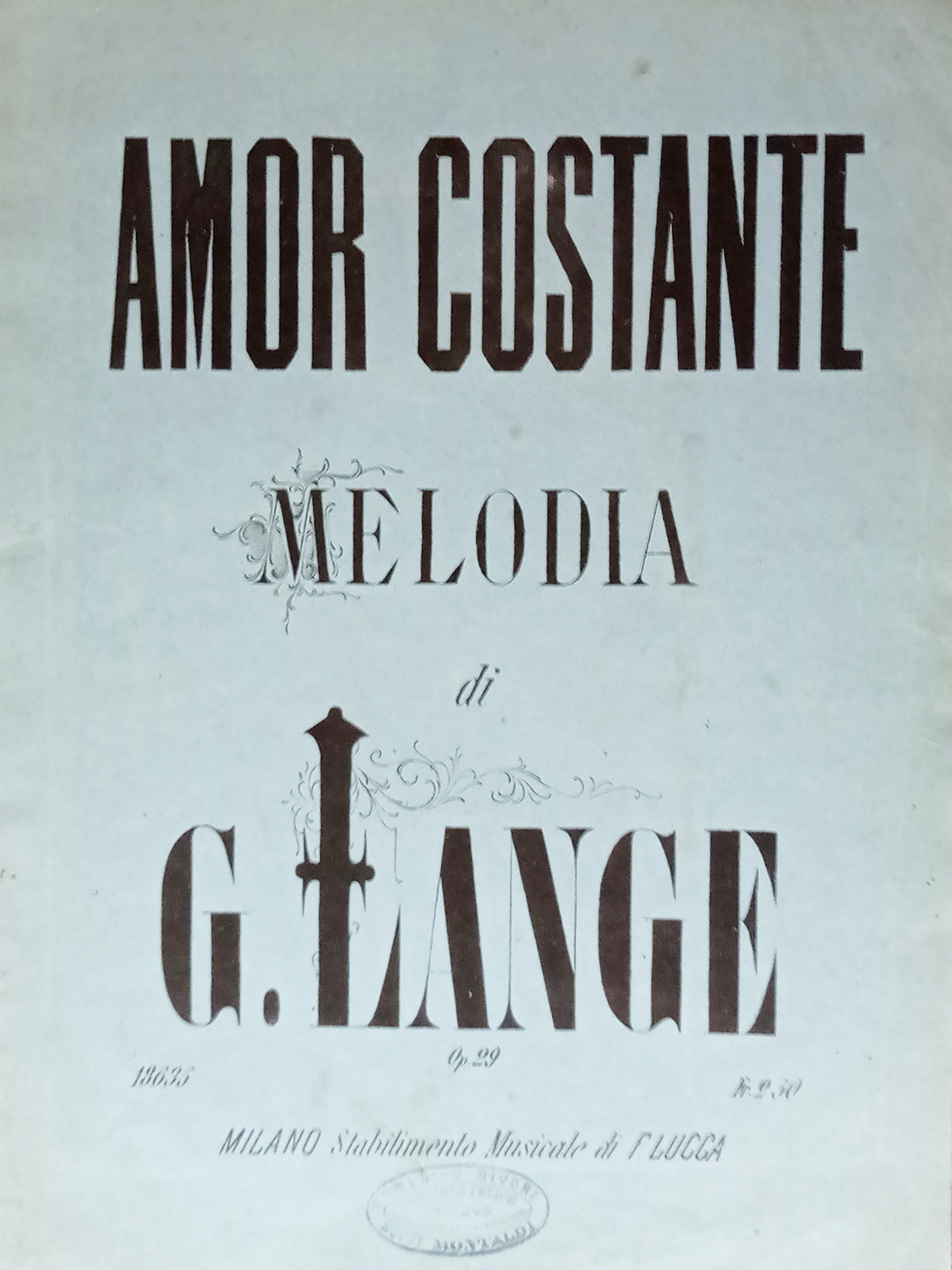 Spartiti - Amor Costante - Melodia di G. Lange per …