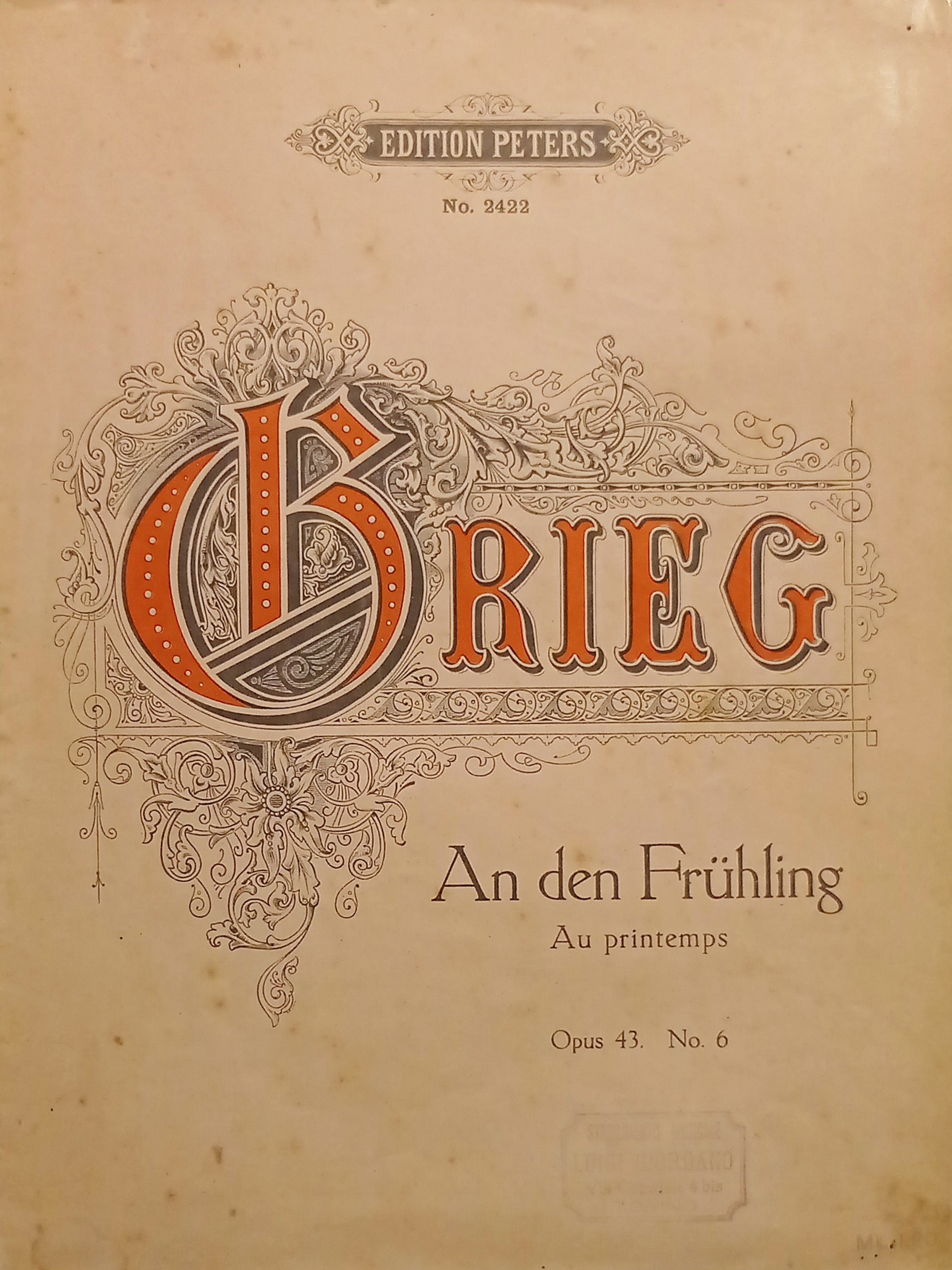 Spartiti - An den Frühling - Klavierstück von Edvard Grieg …