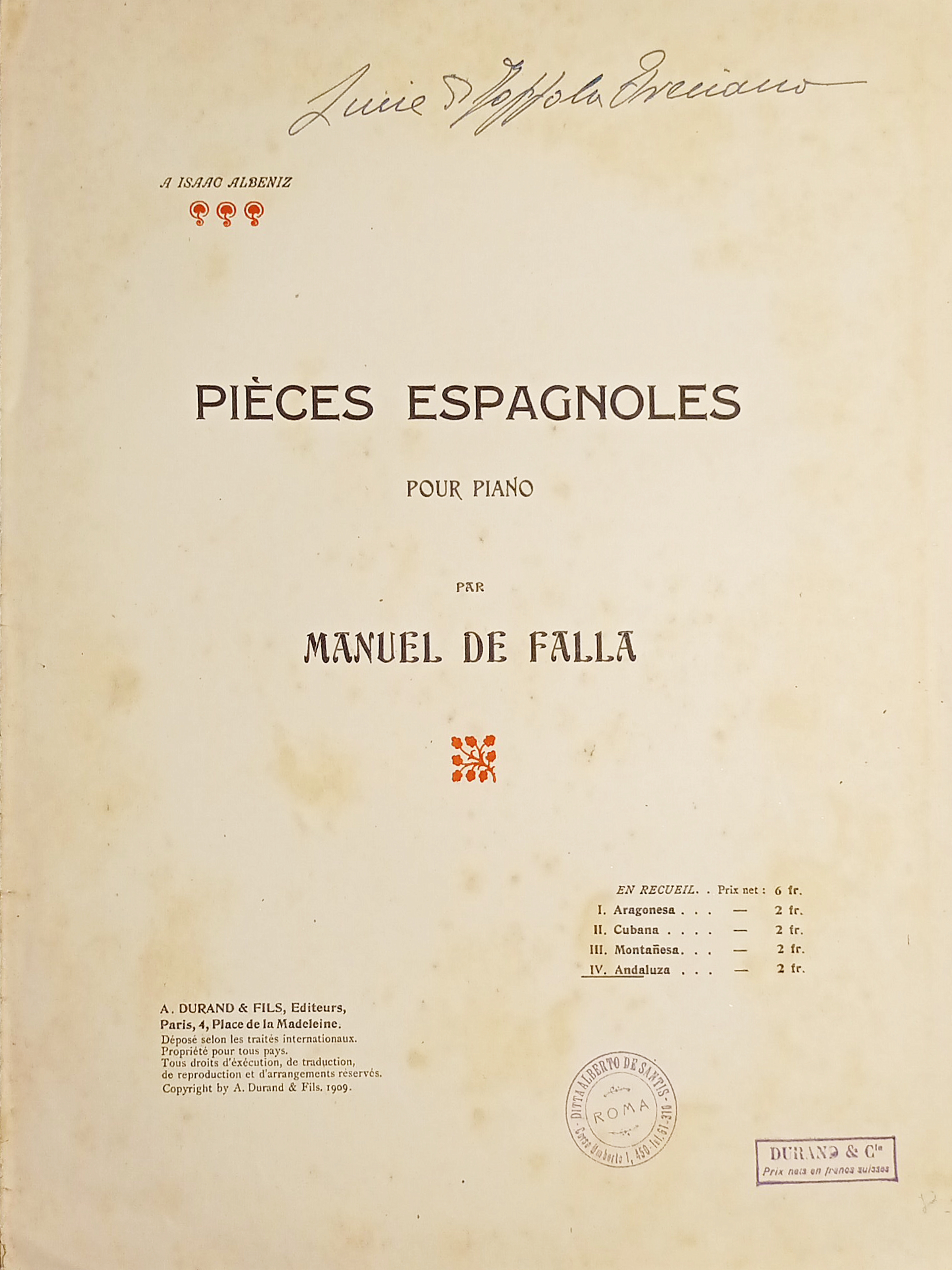 Spartiti - Andaluza - Pièces Espanolas pour Piano par Manuel …