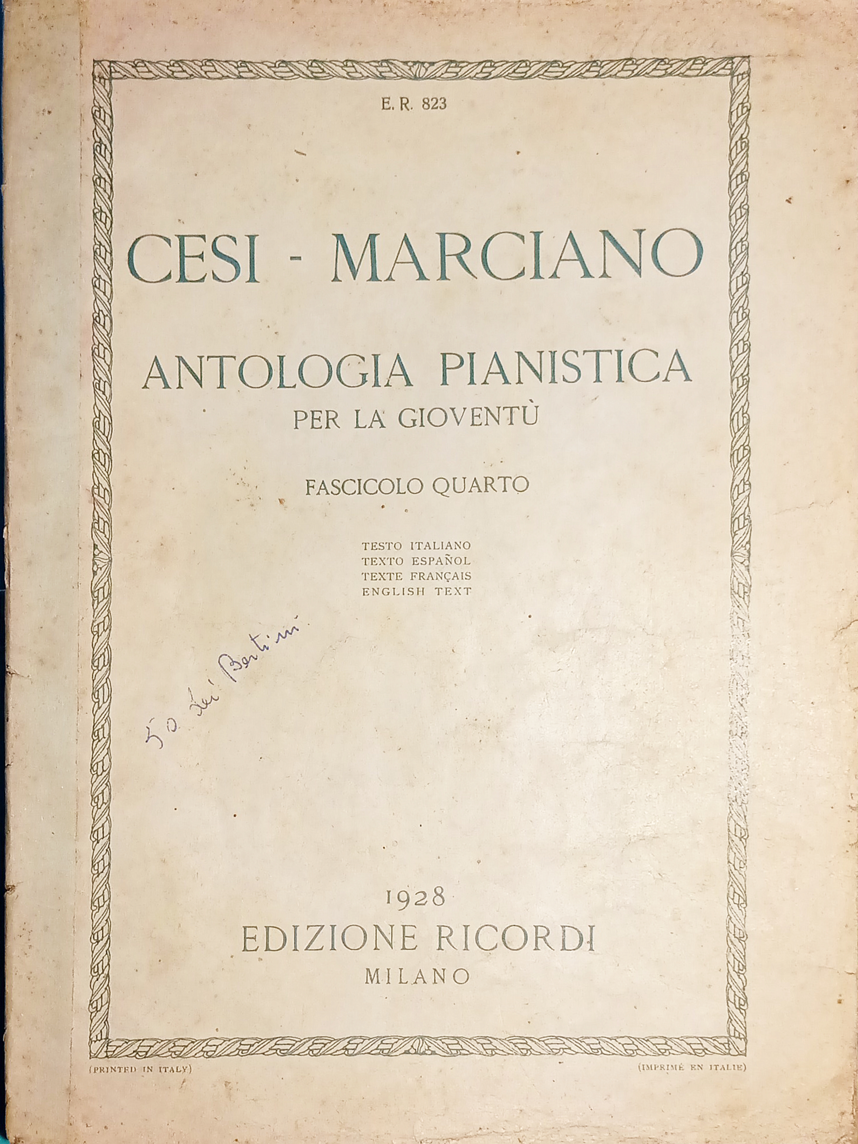 Spartiti - Antologia Pianistica per la Gioventù - S.Cesi ed …