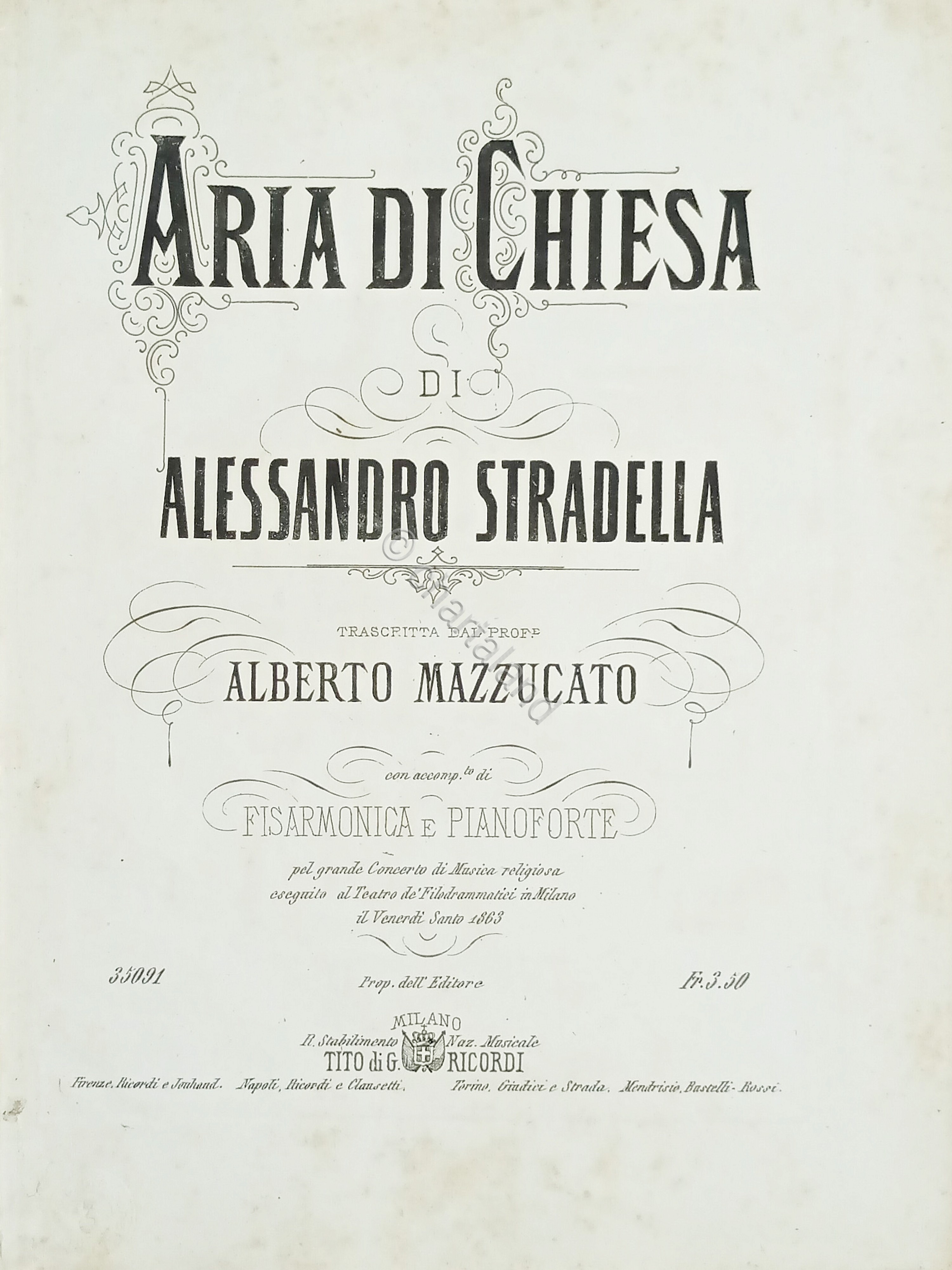 Spartiti - Aria di Chiesa di A. Stradella con accomp. …