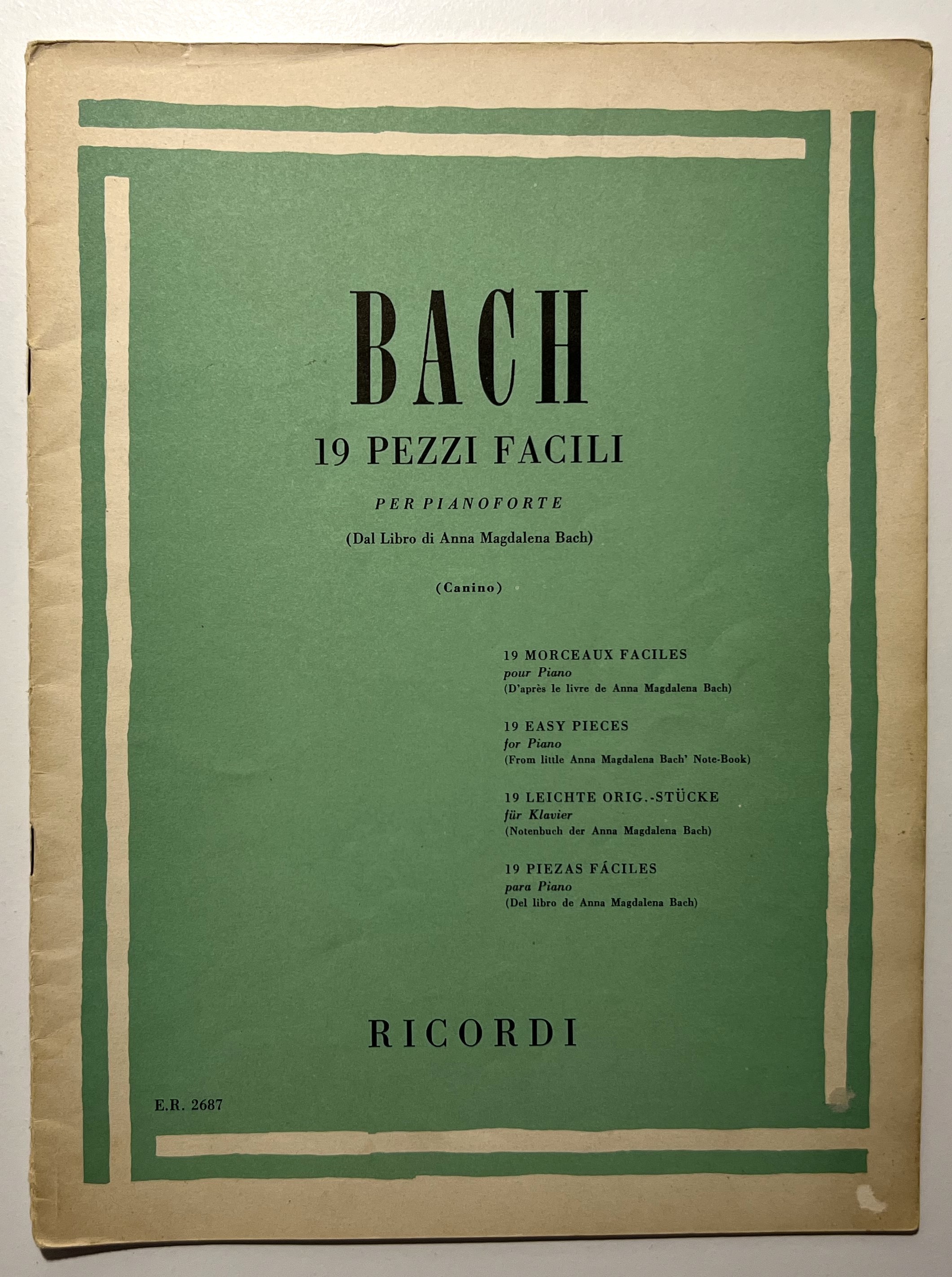 Spartiti - Bach - 19 Pezzi Facili per Pianoforte - …