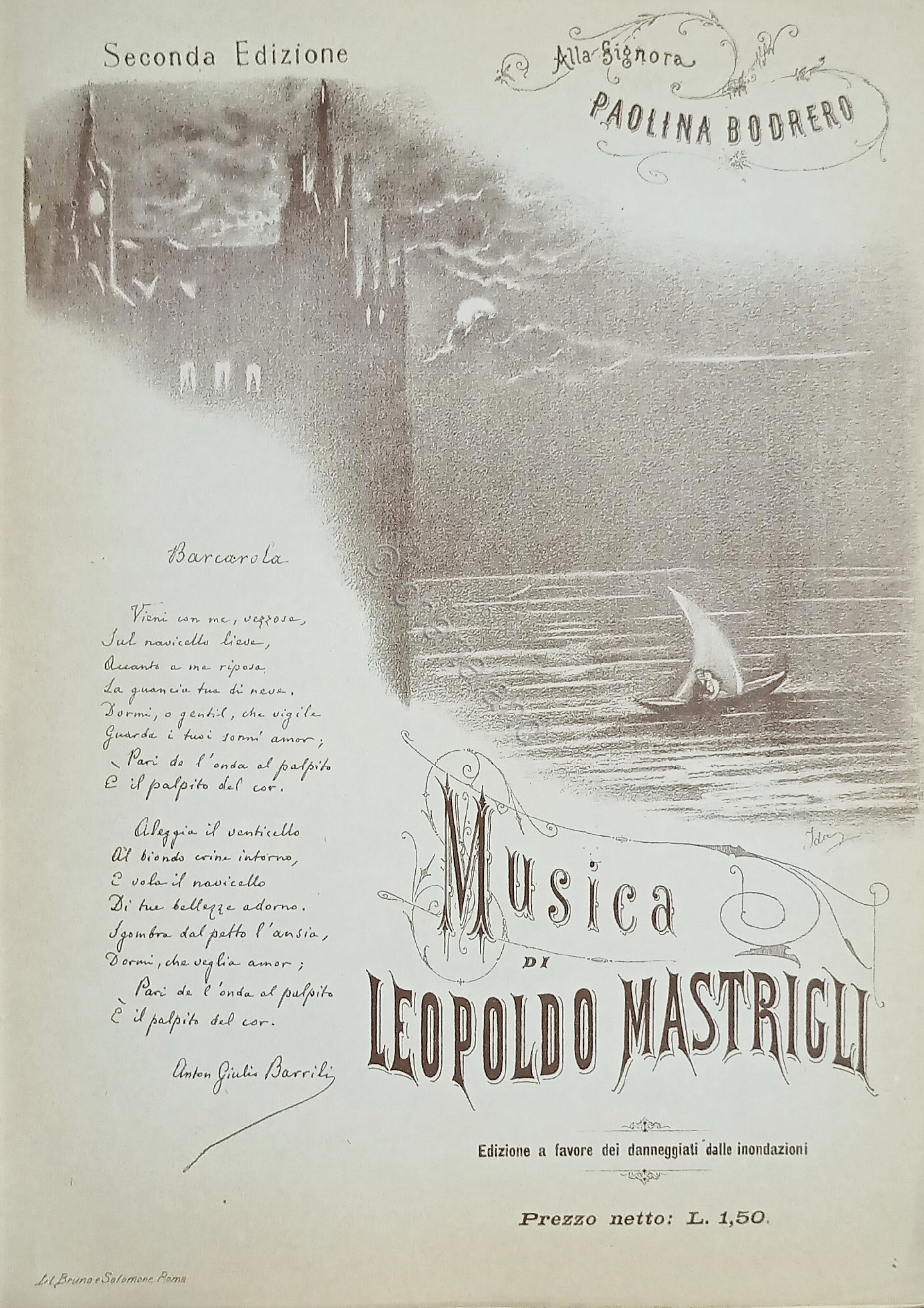 Spartiti - Barcarola per Canto e Piano e Canto - …