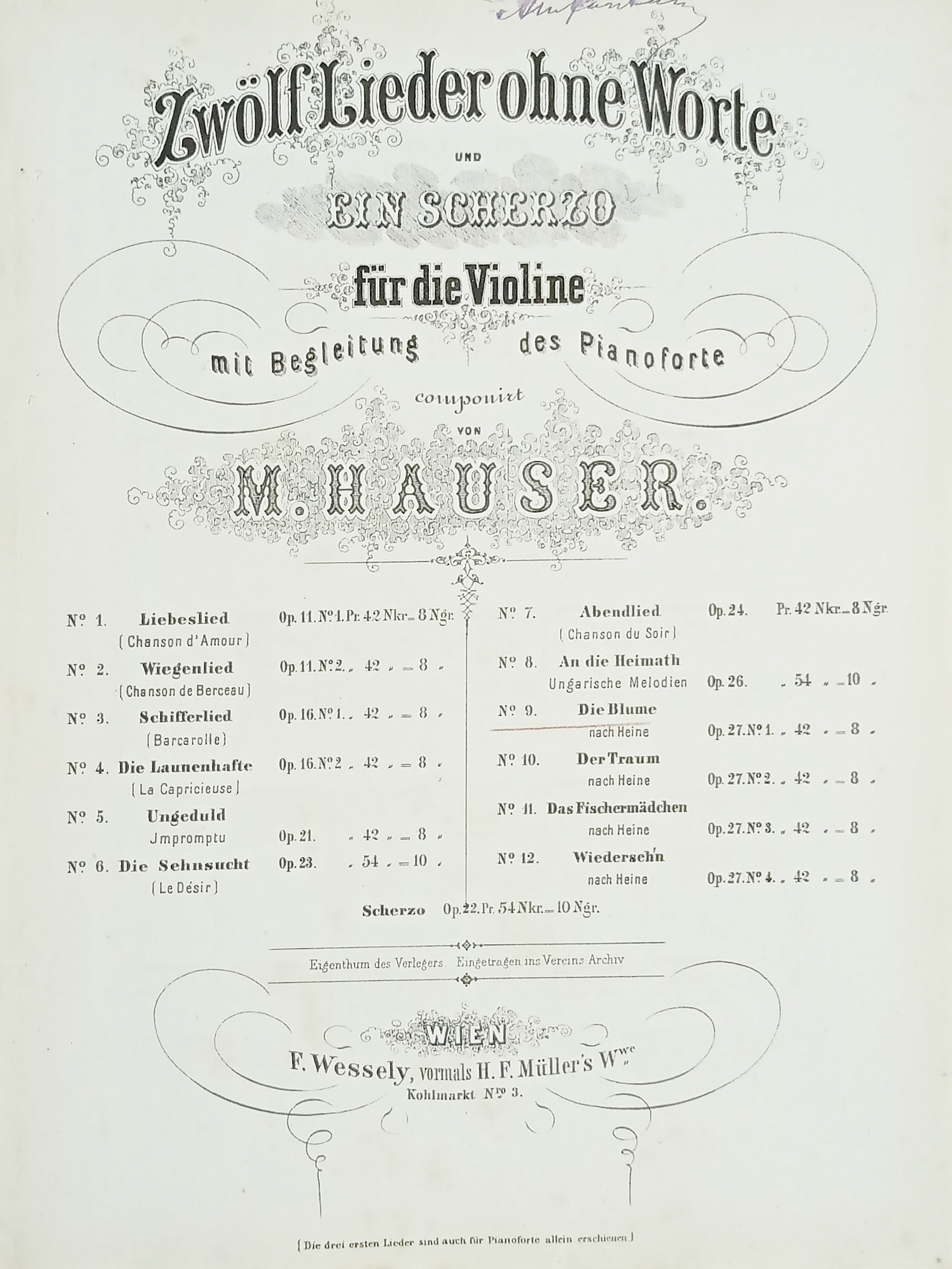 Spartiti - Barcarole von M. Häuser für die Violine - …