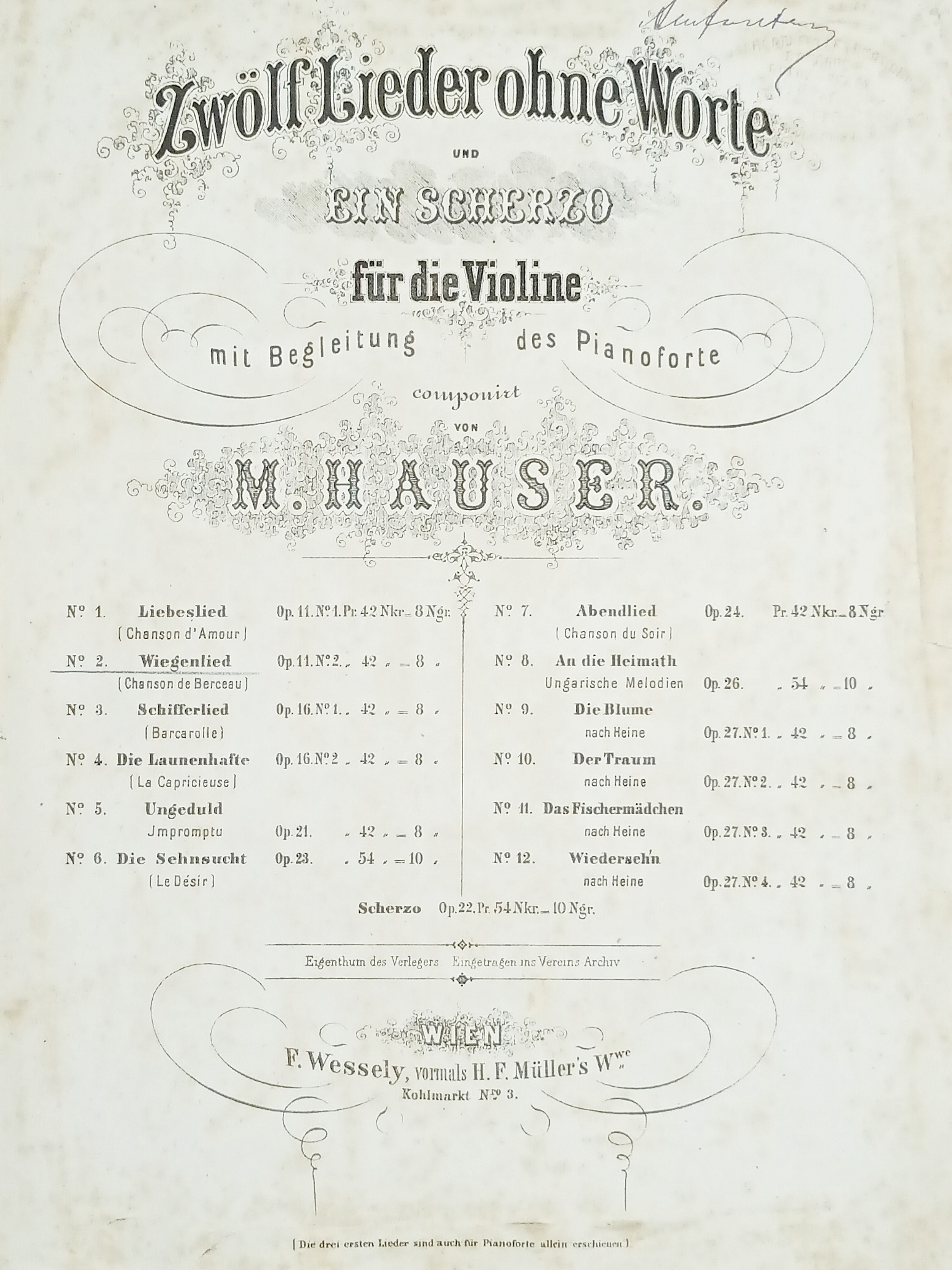 Spartiti - Barcarole von M. Häuser für die Violine - …