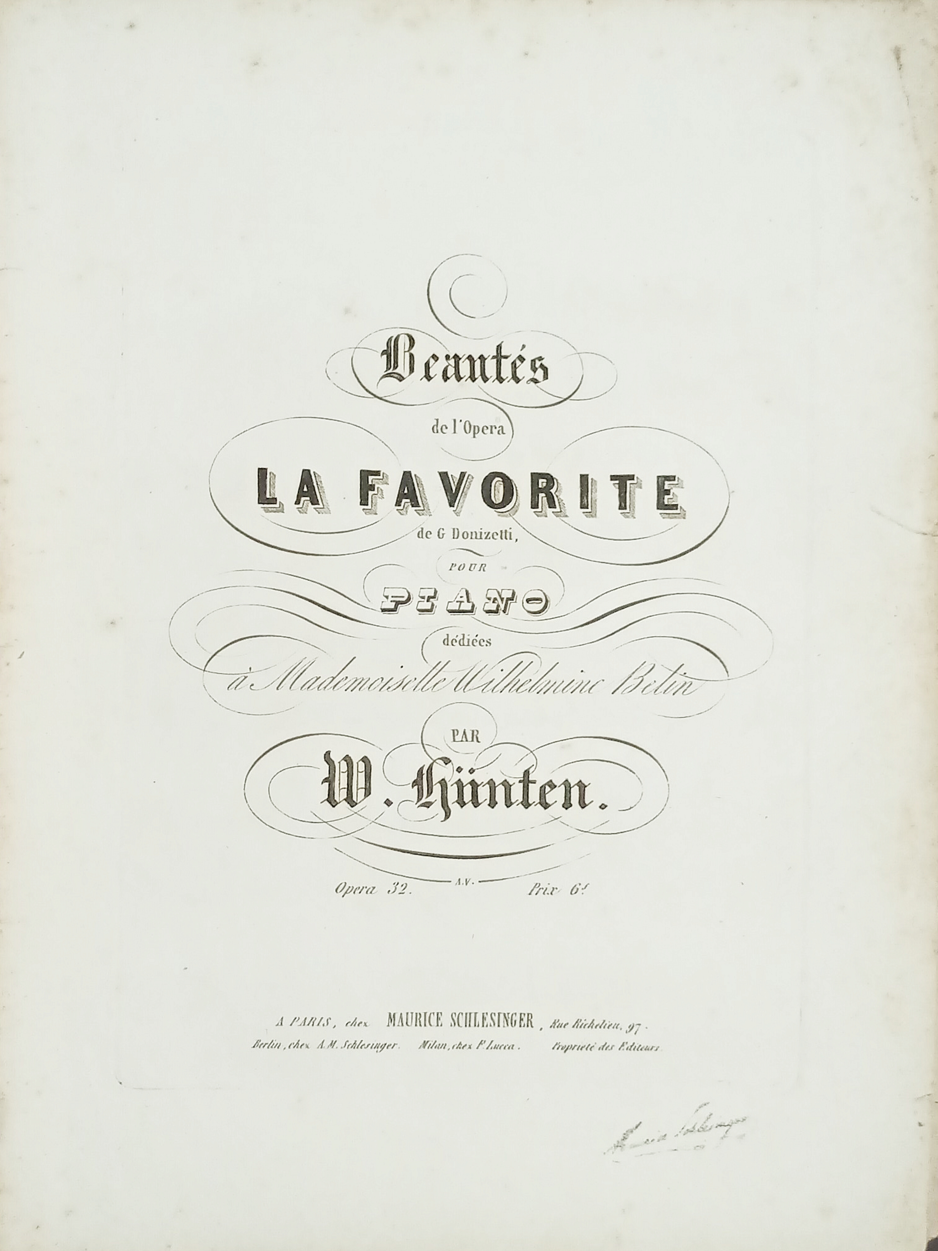 Spartiti - Beautés de La Favorite pour Piano par W. …