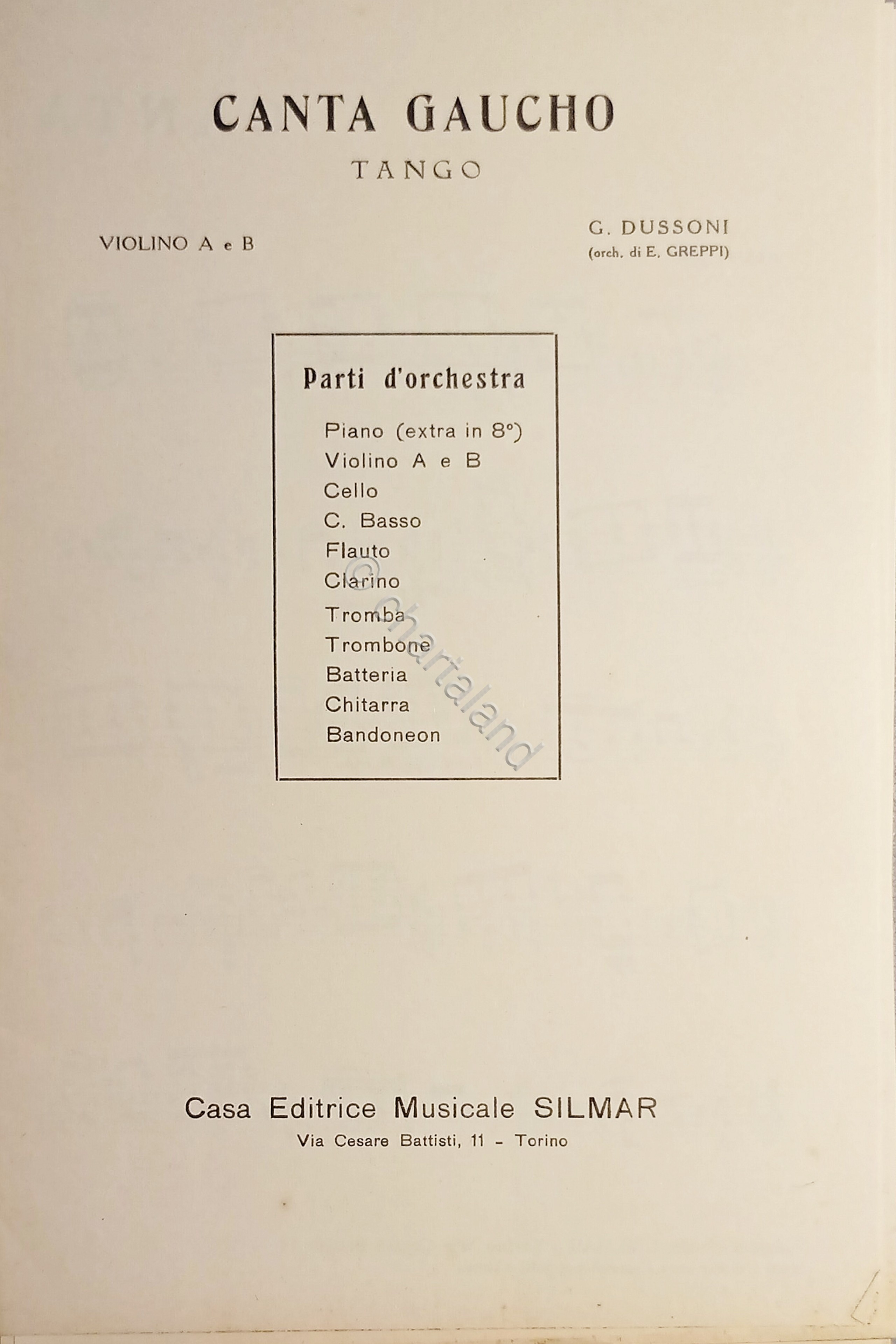 Spartiti - Canta Gaucho - Tango - Violino A e …