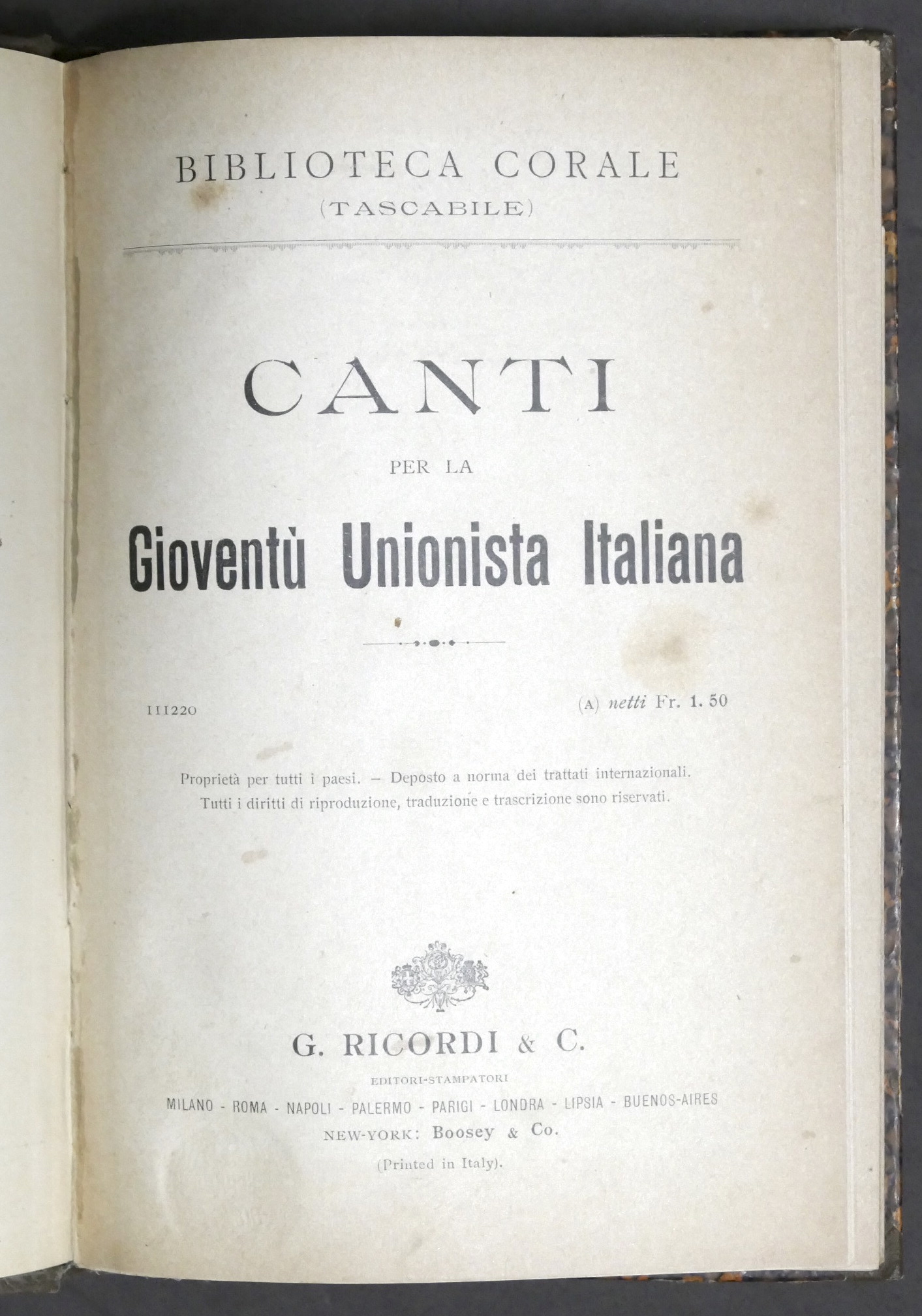 Spartiti - Canti per la Gioventù Unionista Italiana - Canto …