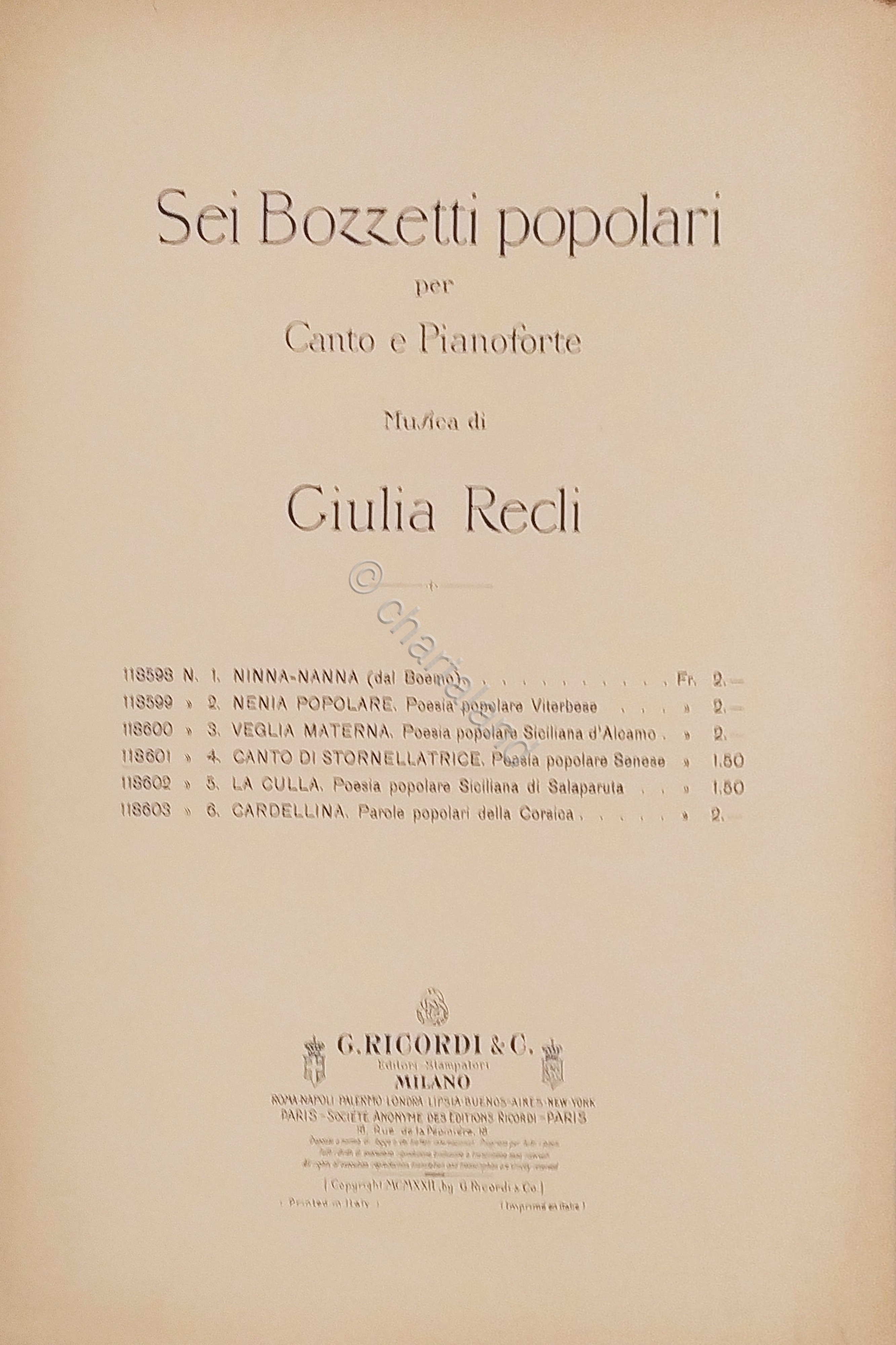 Spartiti - Canto di Stornellatrice - Poesia Popolare Senese - …