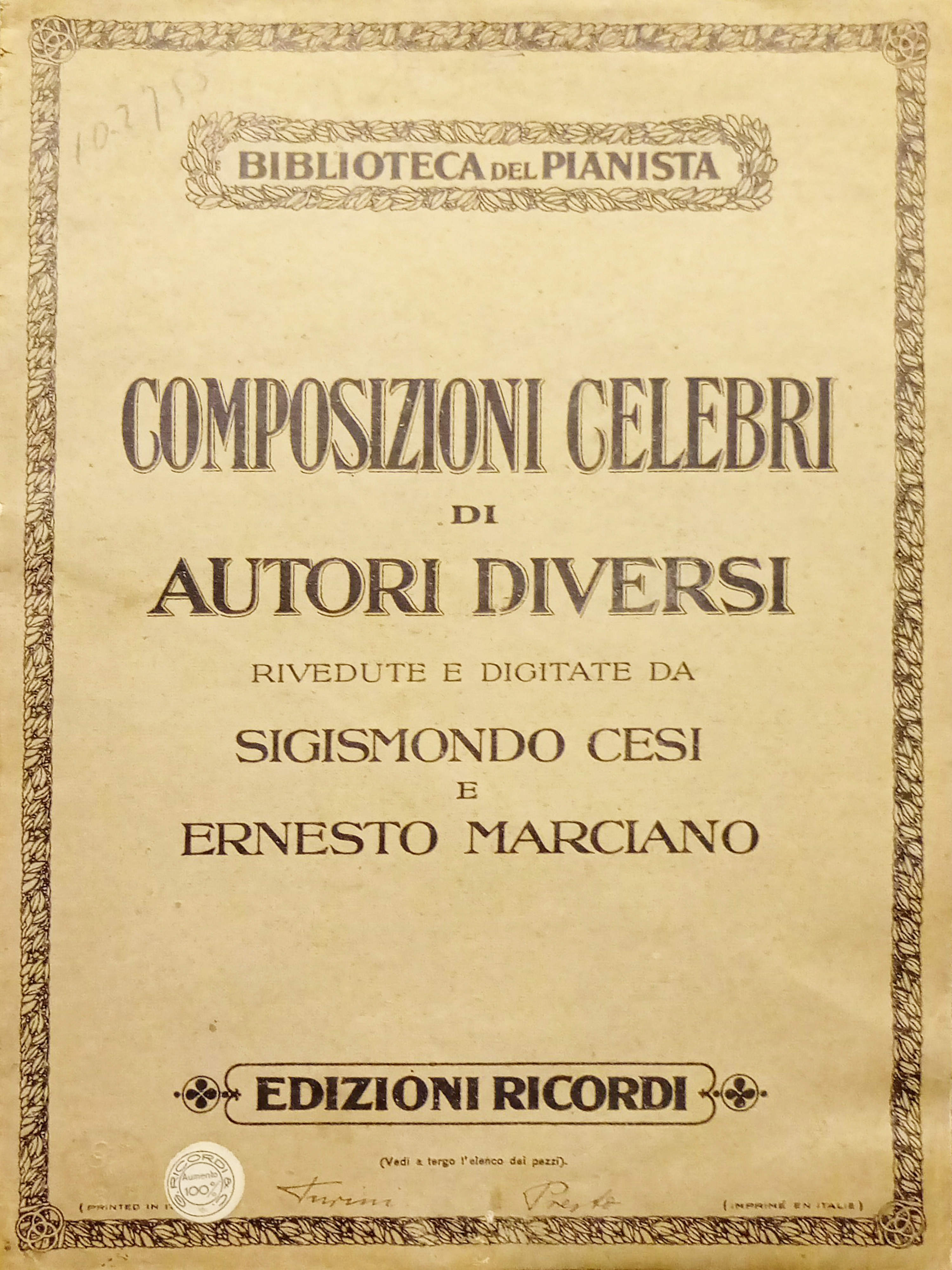 Spartiti - Composizioni Celebri - Presto di F. Turini per …