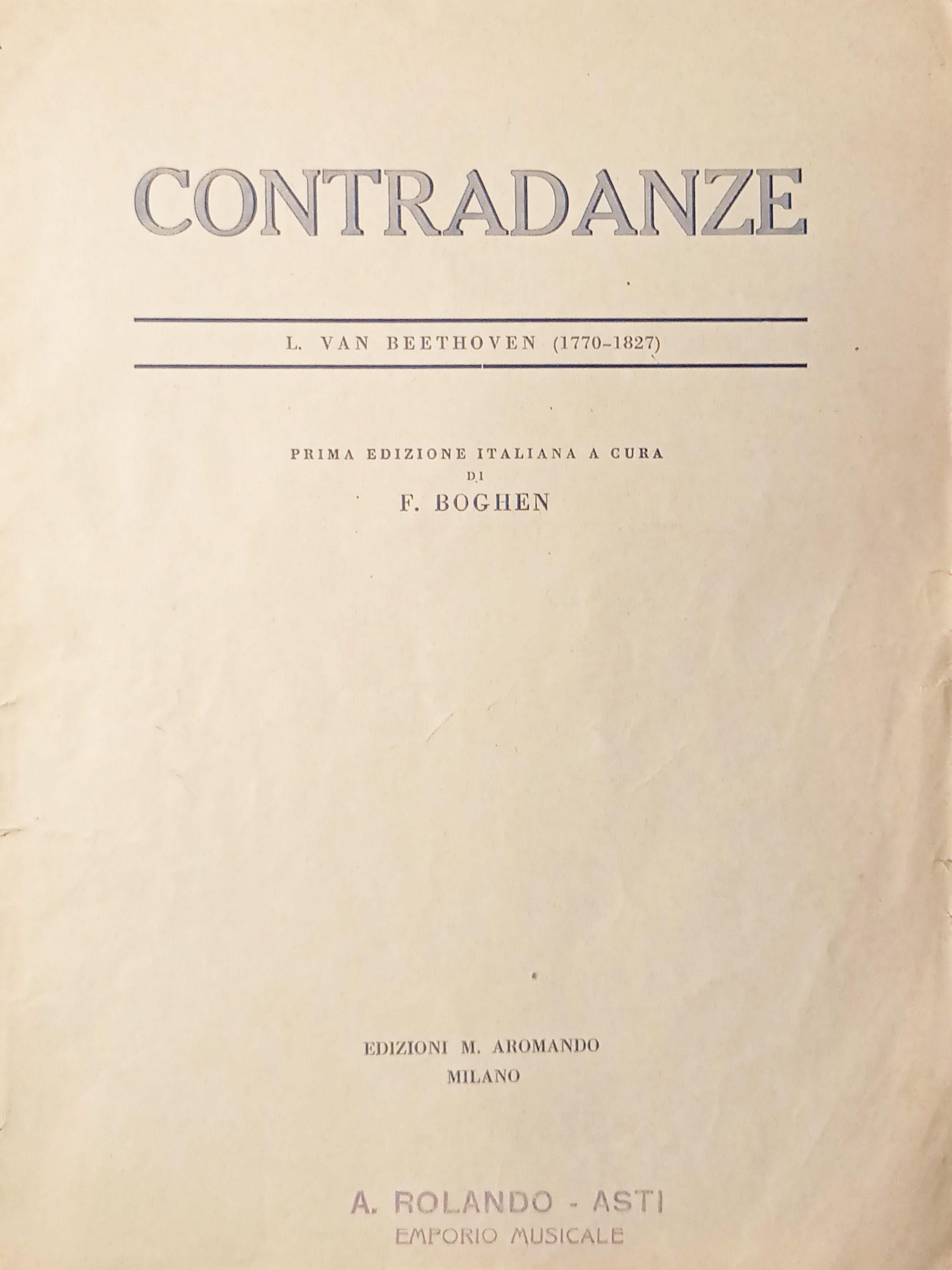Spartiti - Contradanze di L. Van Beethoven - F. Boghen
