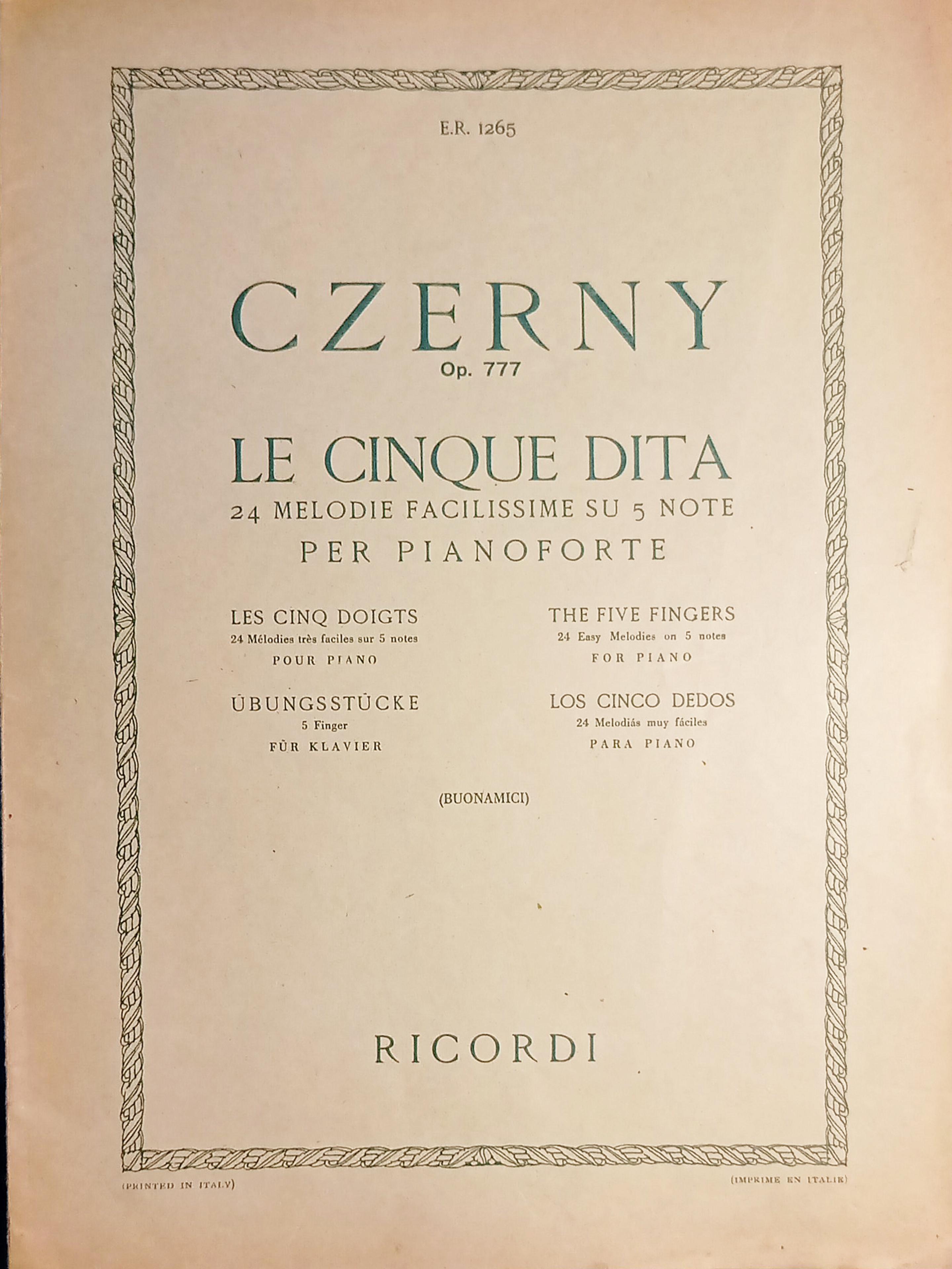 Spartiti - Czerny Op.777 - Le Cinque Dita - 24 …