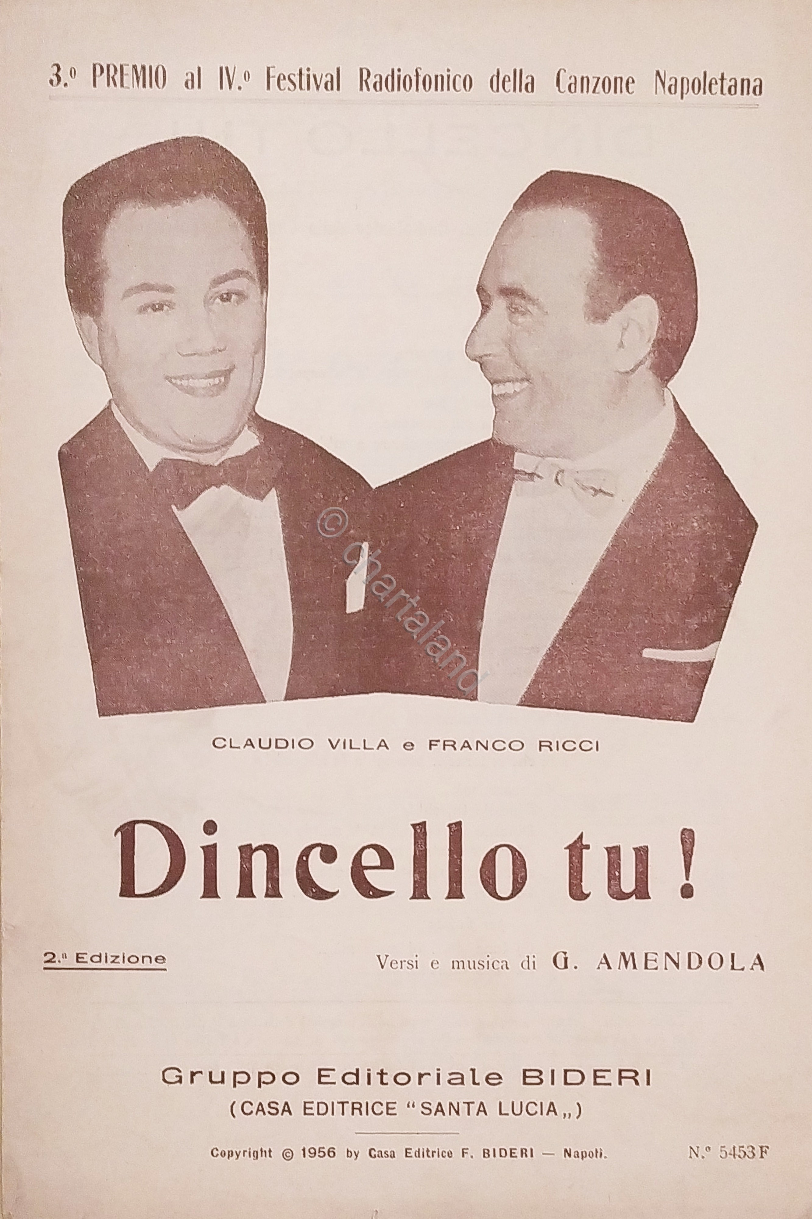 Spartiti - Dincello tu! di G. Amendola - Claudio Villa …