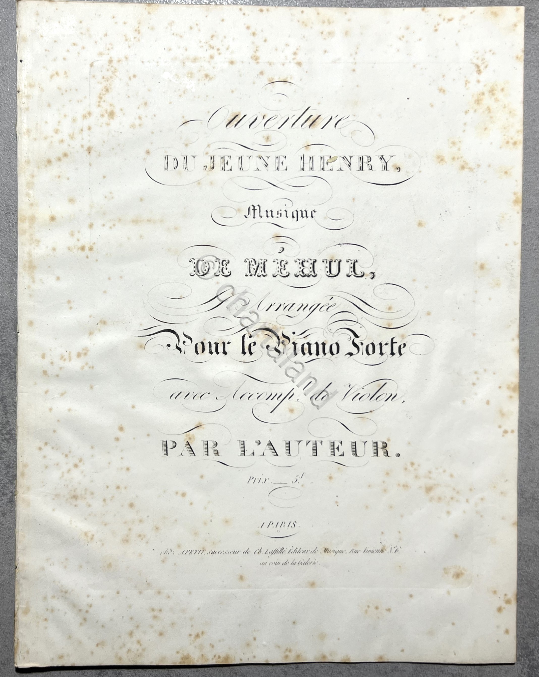 Spartiti - Du Jeune Henri - Musique de Méhul por …