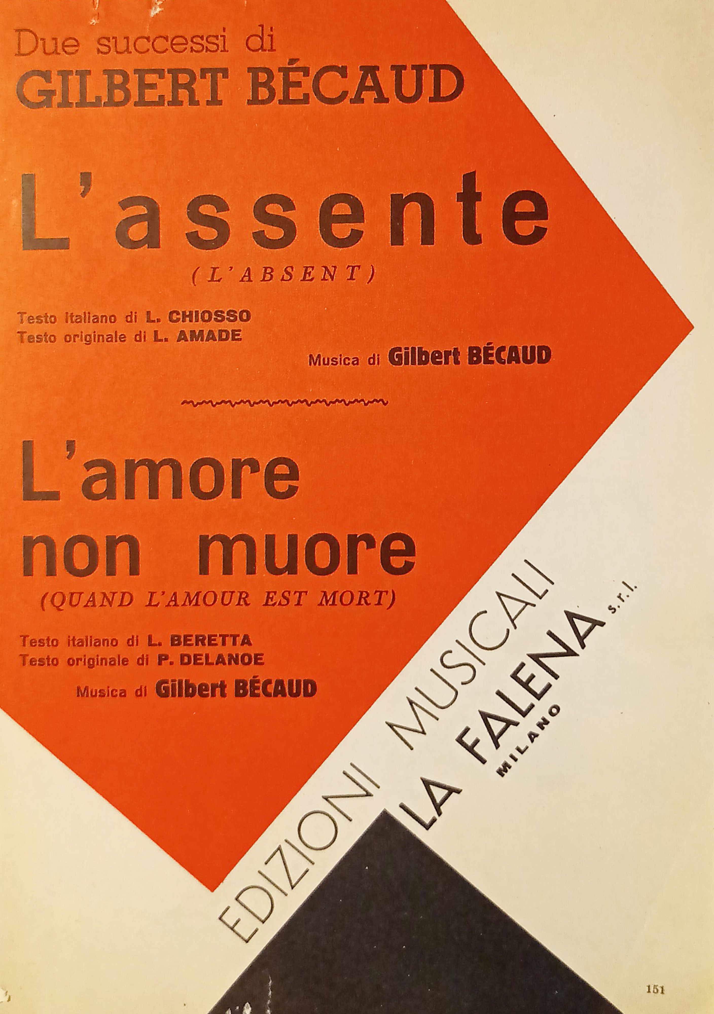Spartiti - Due Successi di Gilbert Bécaud - 1962