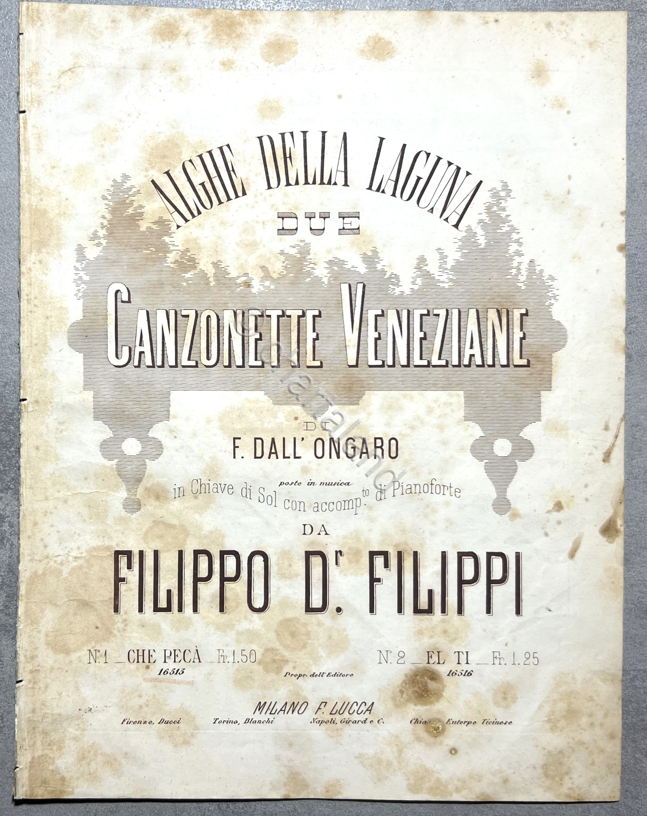 Spartiti - El Ti - Canzonetta Veneziana di F. Filippi