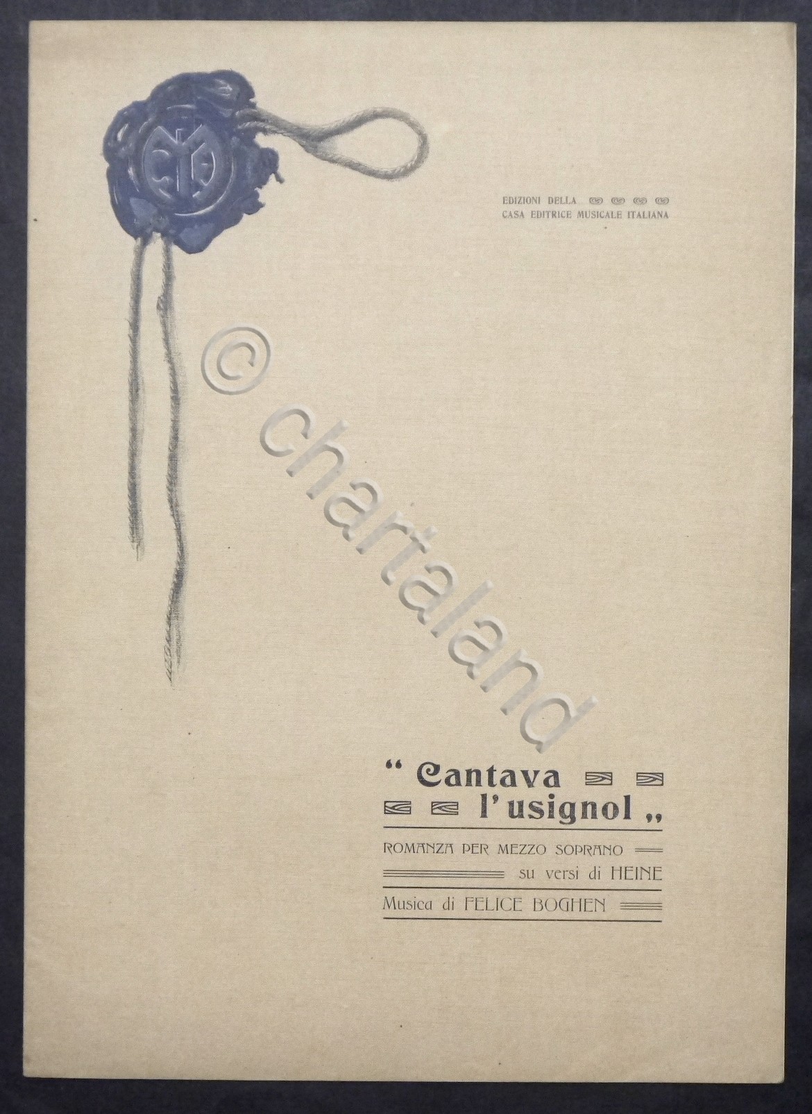 Spartiti - F. Boghen - Cantava l'usignol - Romanza per …