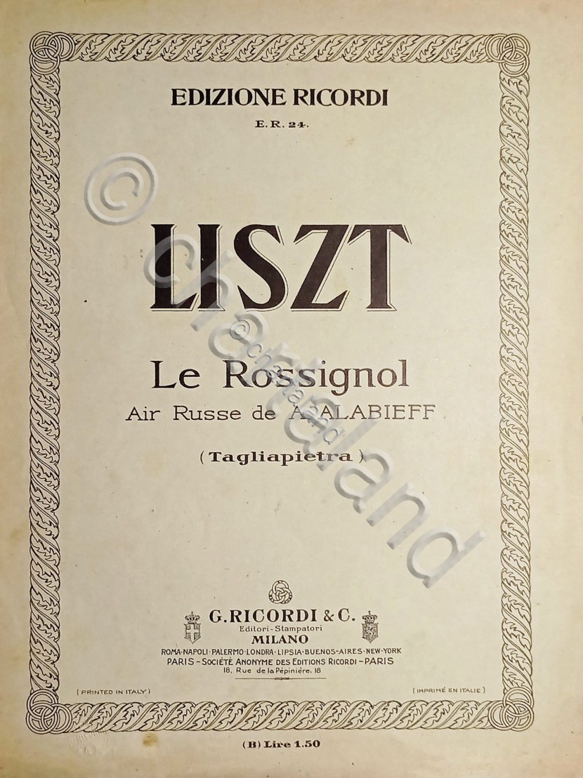 Spartiti - F. Liszt - Le Rossignol - Air Russe …