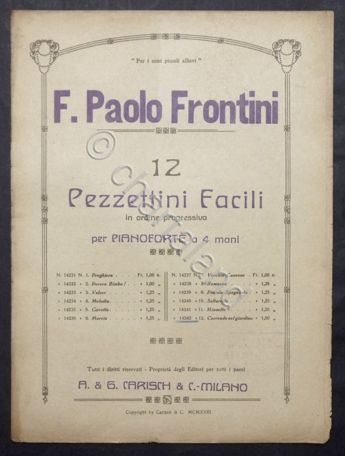 Spartiti - F.P. Frontini - 12 pezzettini facili: Correndo nel …