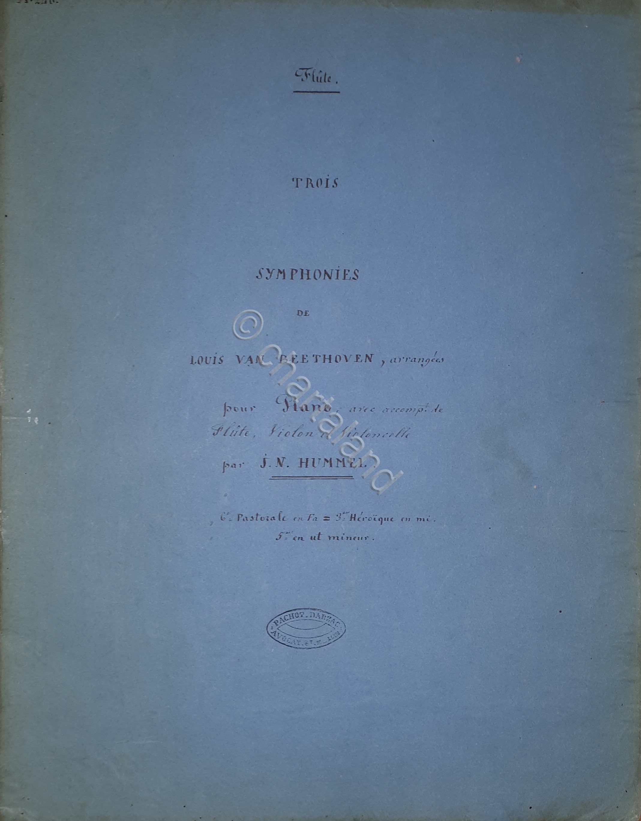 Spartiti - Flute Trois Symphonies de Beethoven pour Piano par …