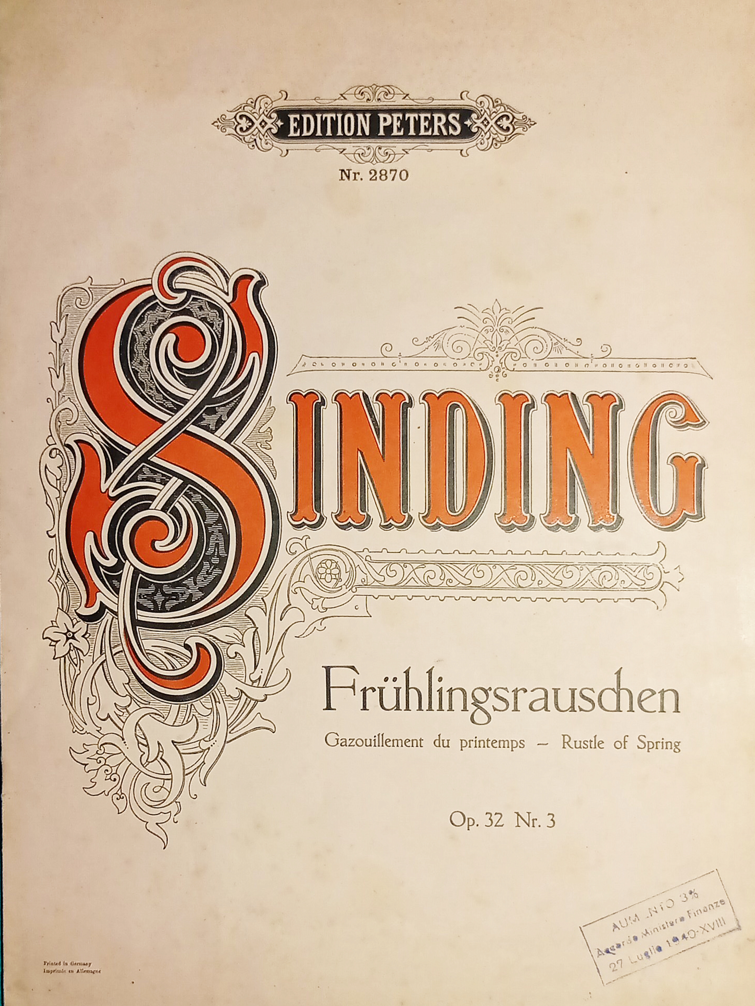 Spartiti - Frühlingsrauschen für Klavierstück von Christian Sinding Op. 32 …