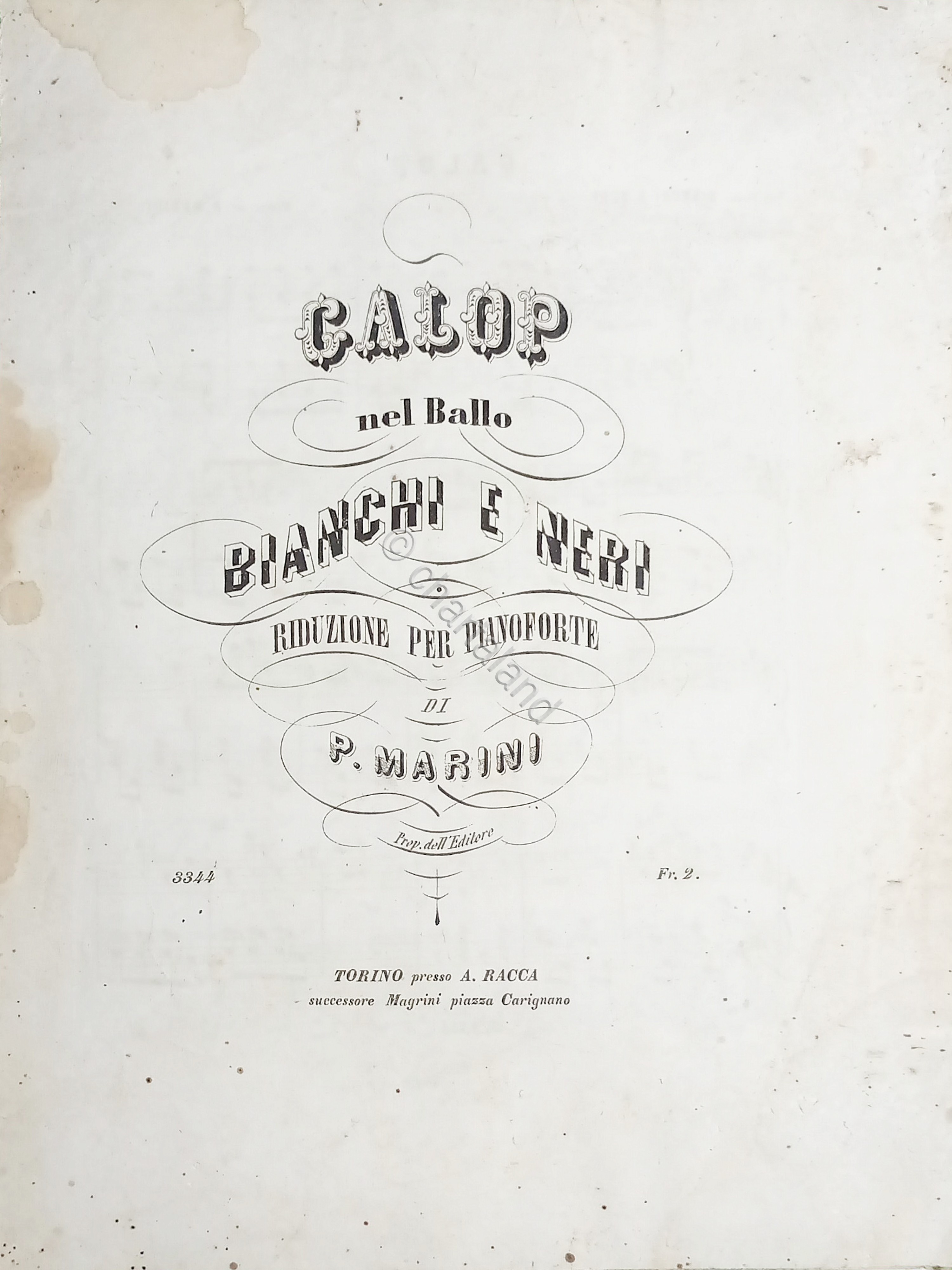 Spartiti - Galop nel Ballo Bianchi e Neri per Pianoforte …