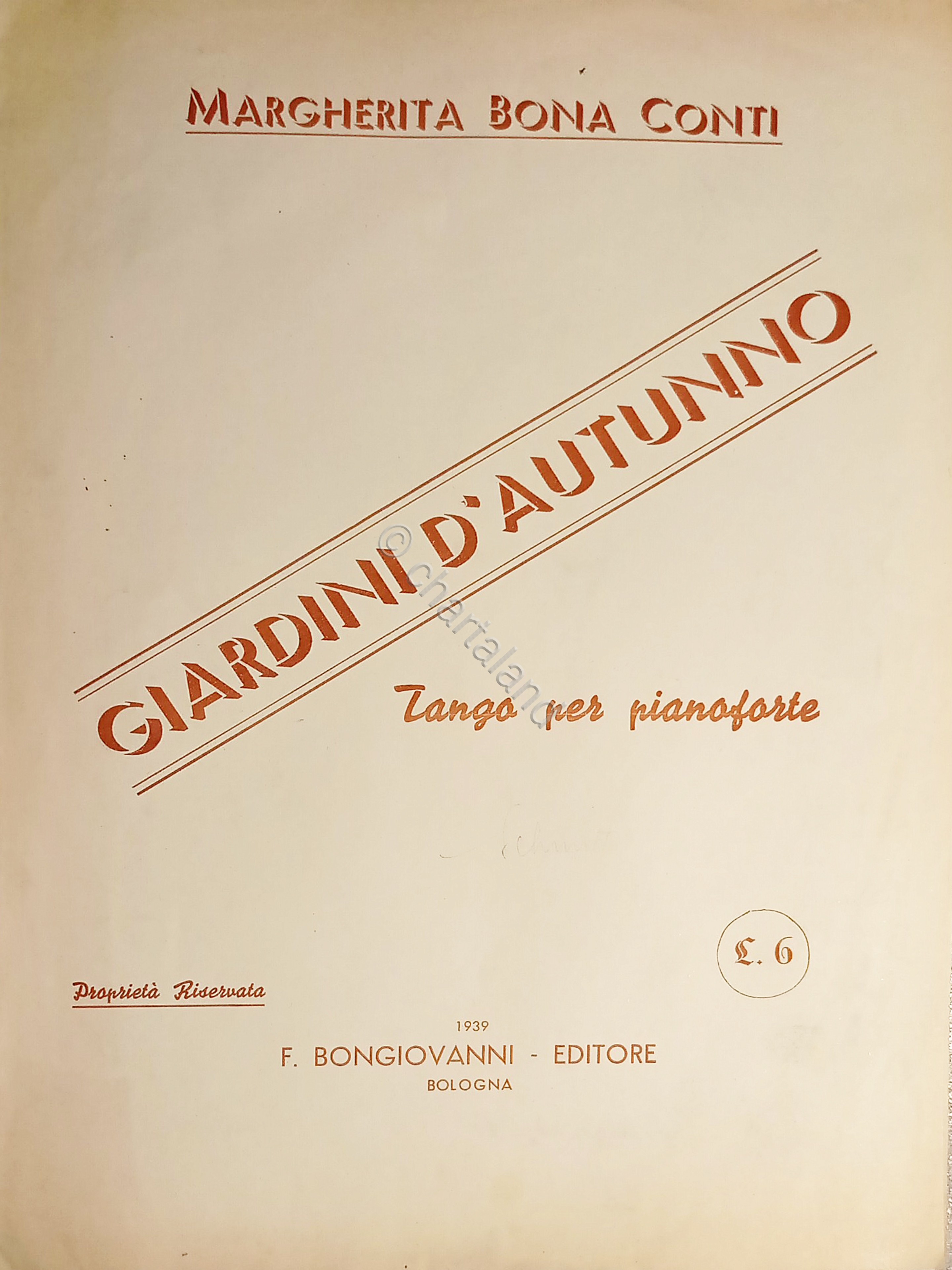 Spartiti - Giardini d'Autunno - Tango per Pinoforte di M. …