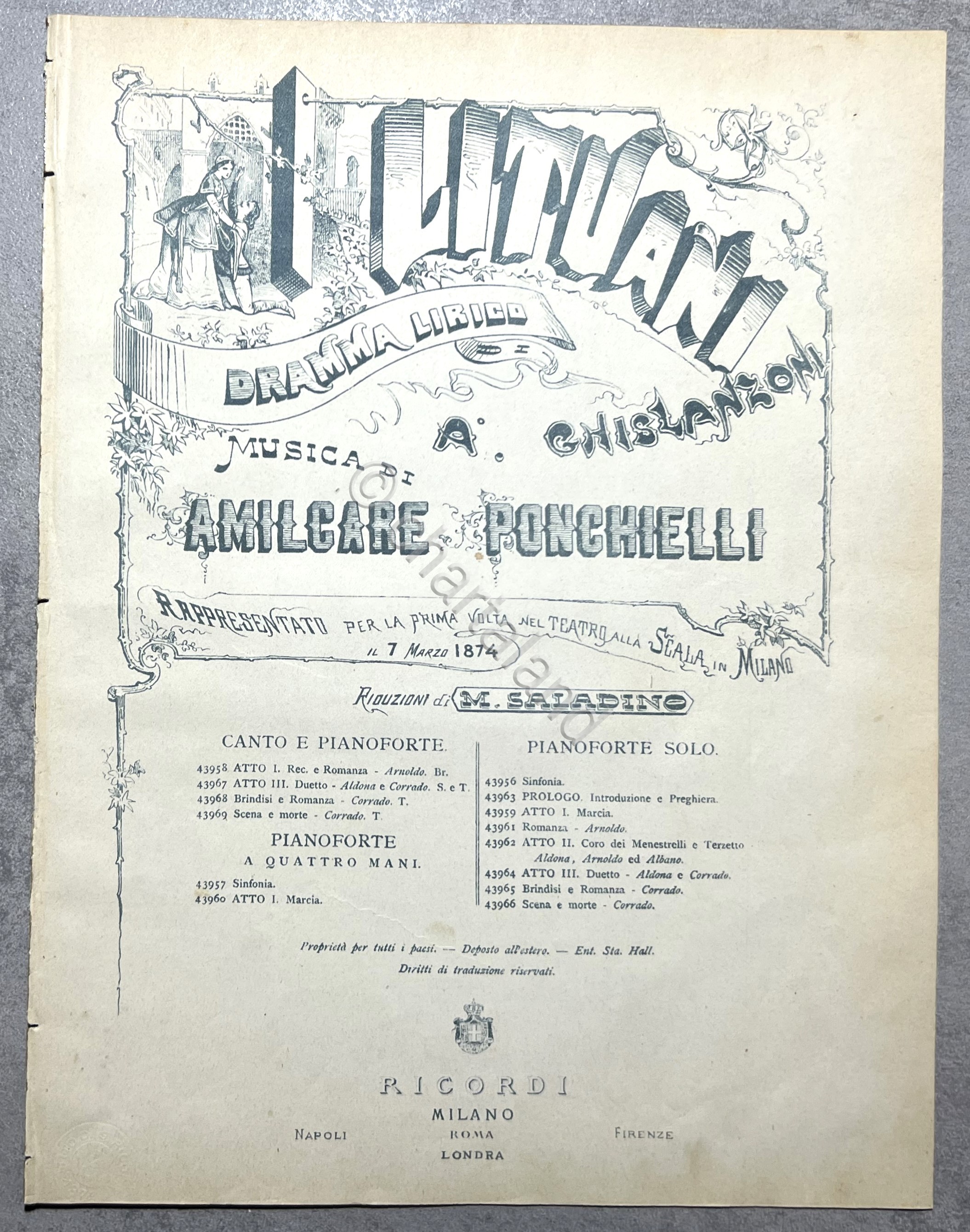 Spartiti - I Lituani di A. Ponchielli - Recitativo e …