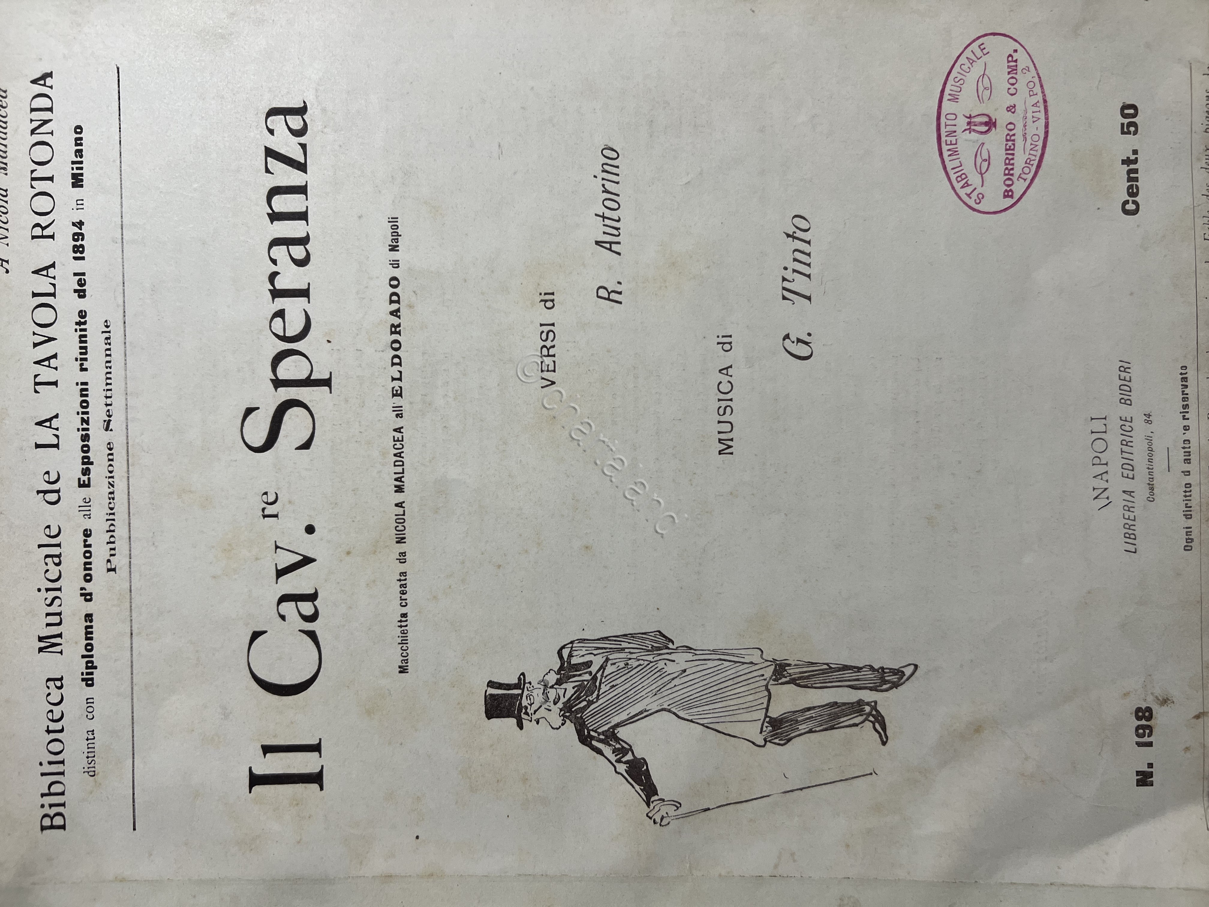 Spartiti - Il Cavaliere Speranza - Versi di R. Autorino …