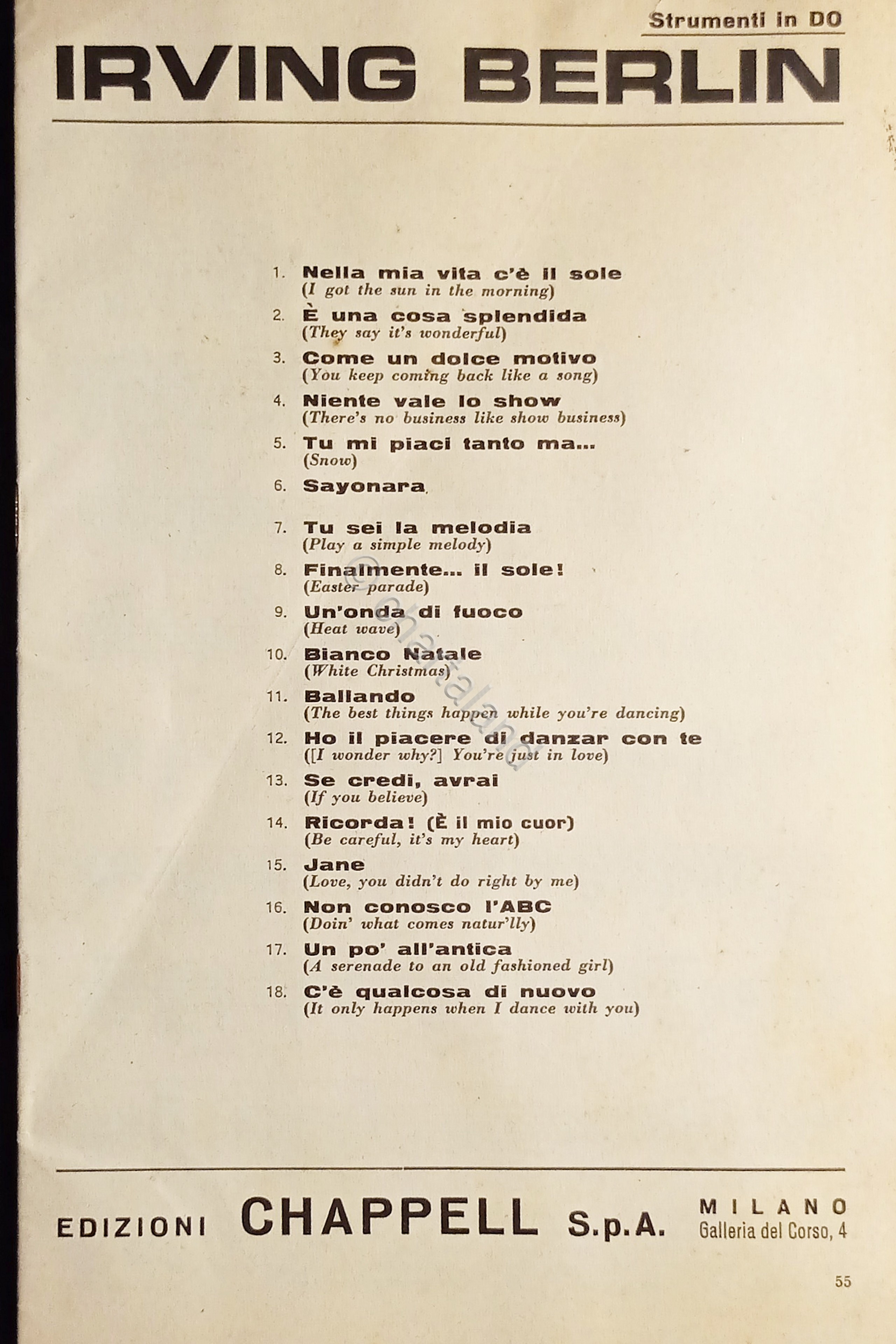 Spartiti - Irving Berlin - Strumenti in DO - 1953 …