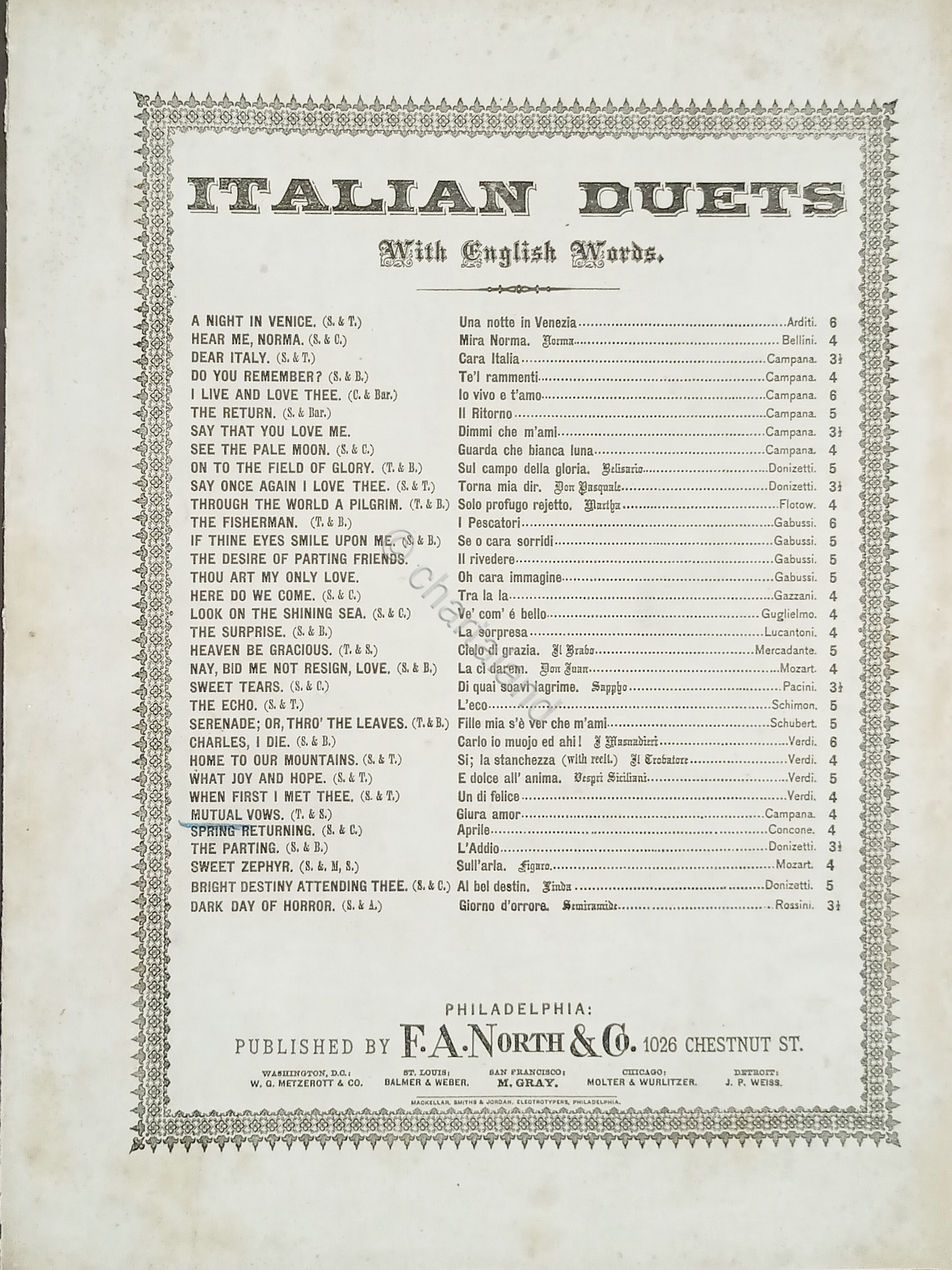 Spartiti - Italien Duets - Mutual Vows - Giura Amor …