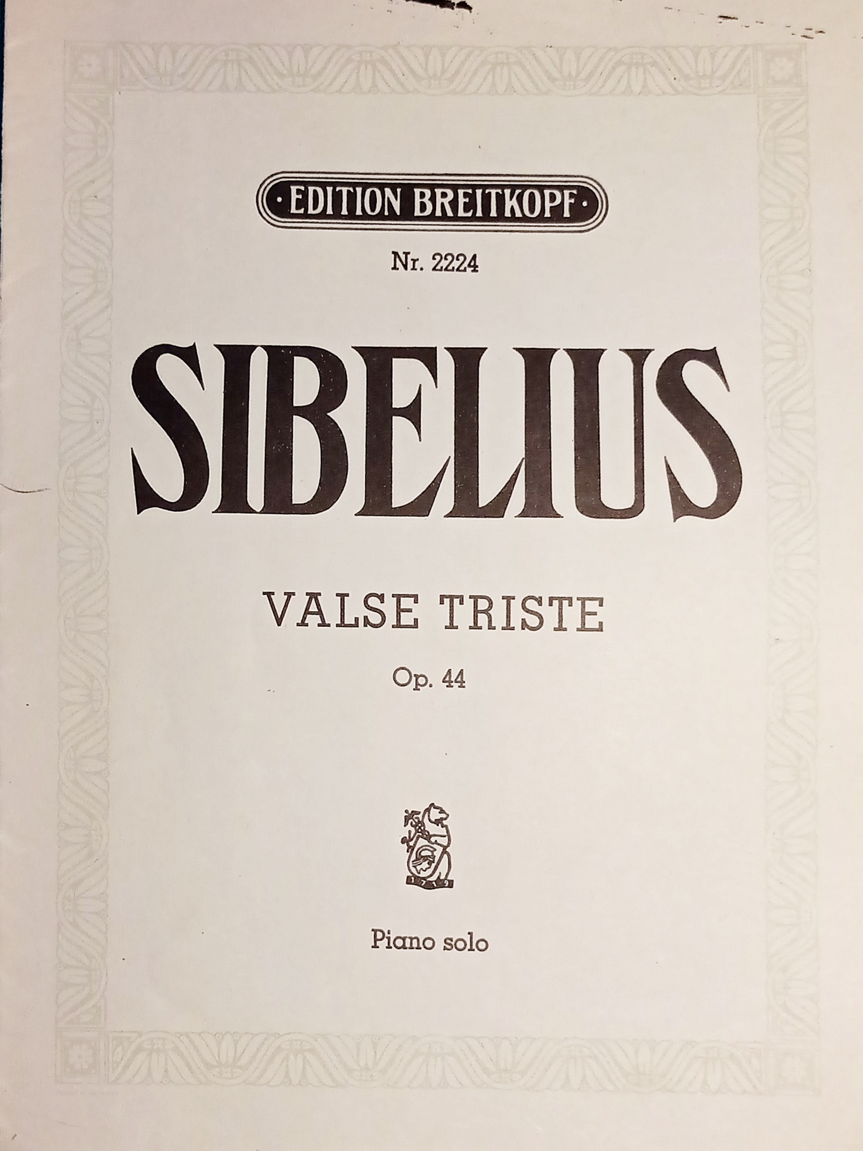 Spartiti - Jean Sibelius - Valse Triste Drama Kuolema für …