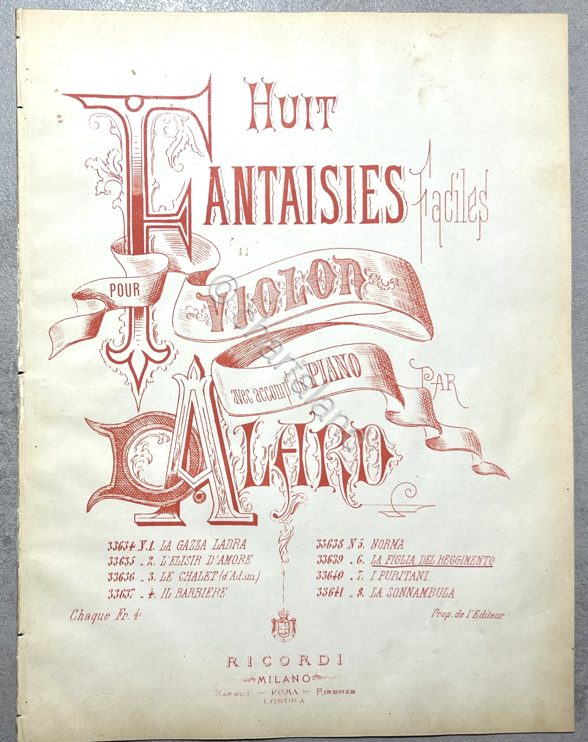 Spartiti - La Figlia del Reggimento - Fantaisie Facile pour …