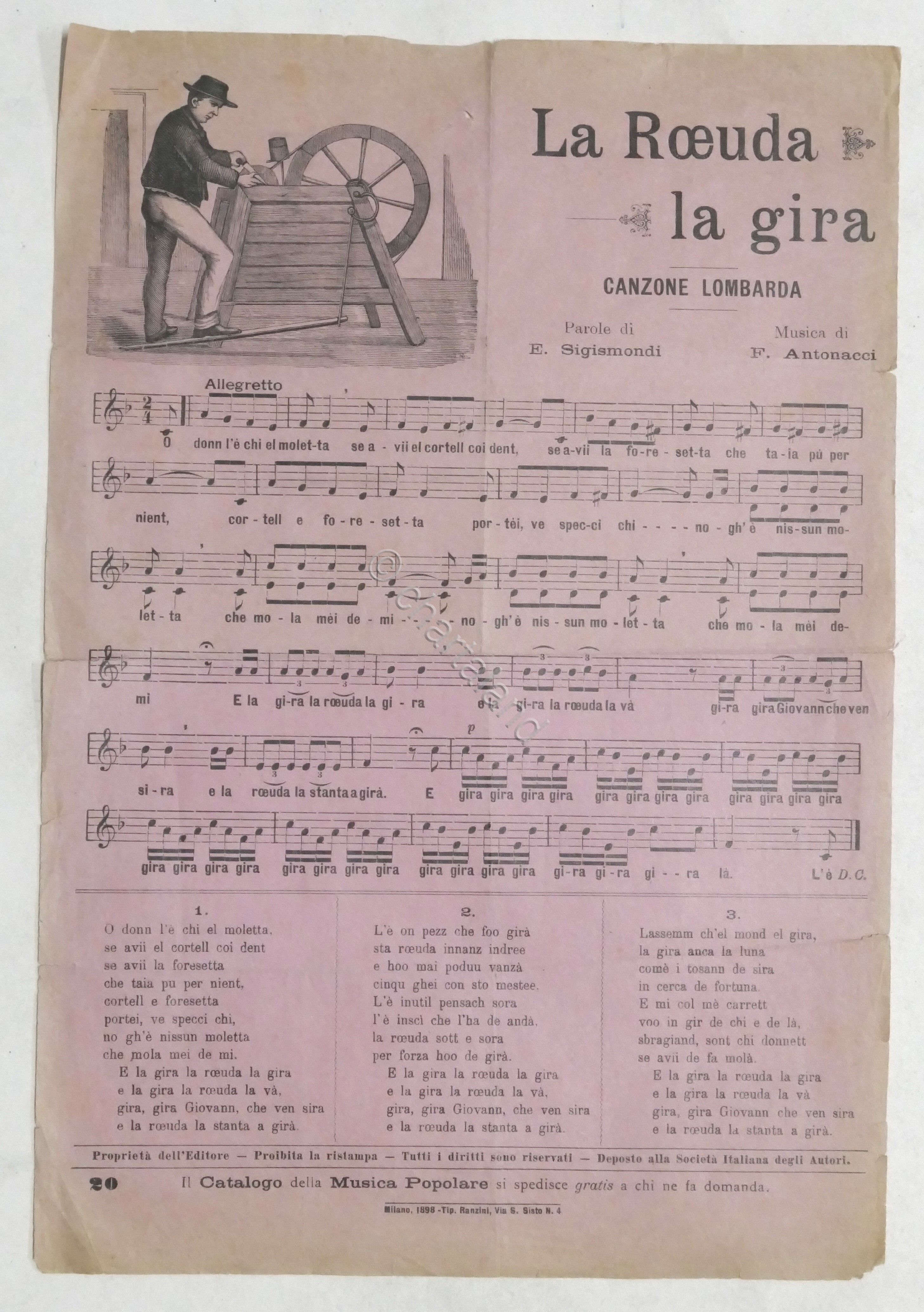 Spartiti - La Roeuda la gira - Canzone lombarda - …