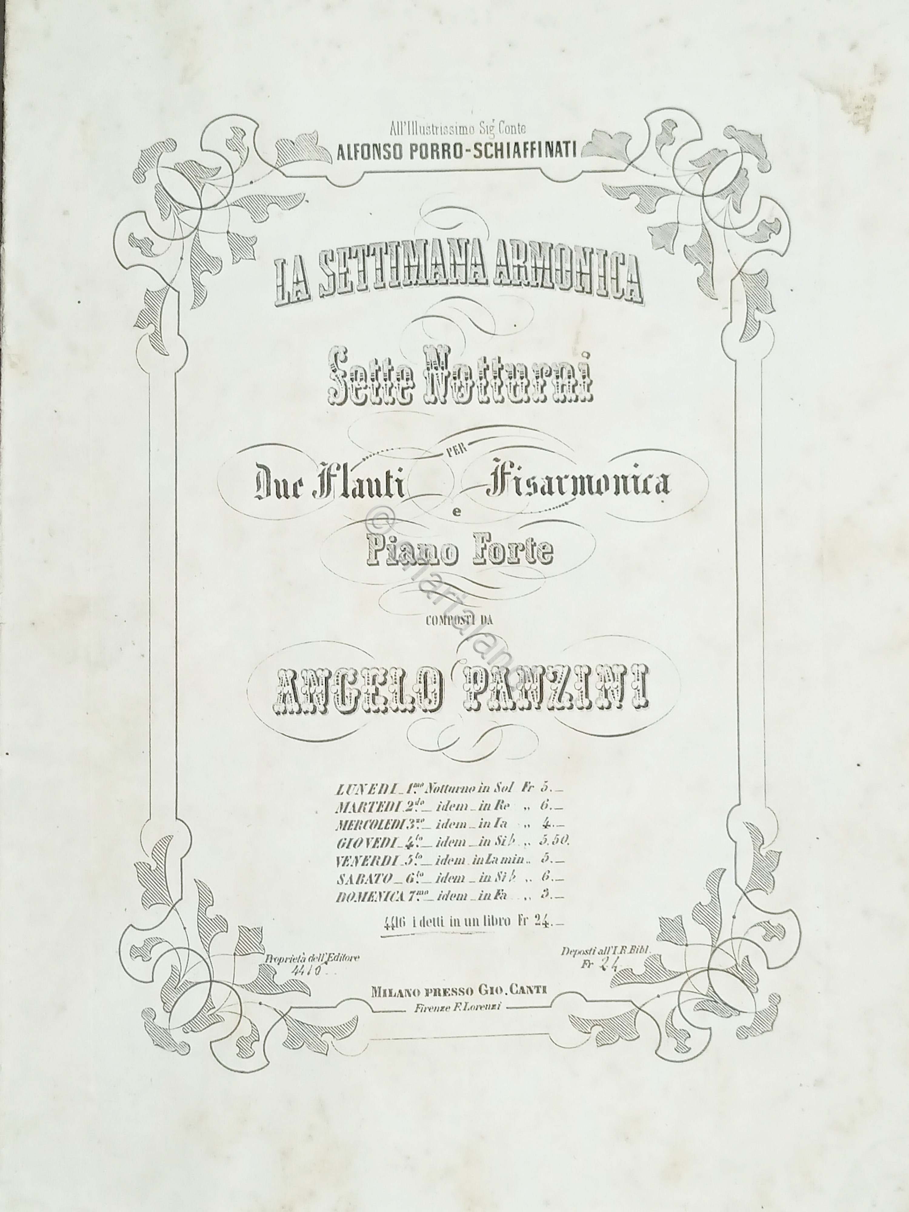 Spartiti - La Settimana Armonica - Sette Notturni per due …