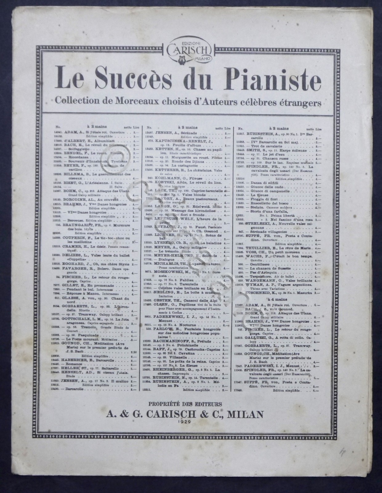 Spartiti - Le Succes du Pianiste - A. Adam - …
