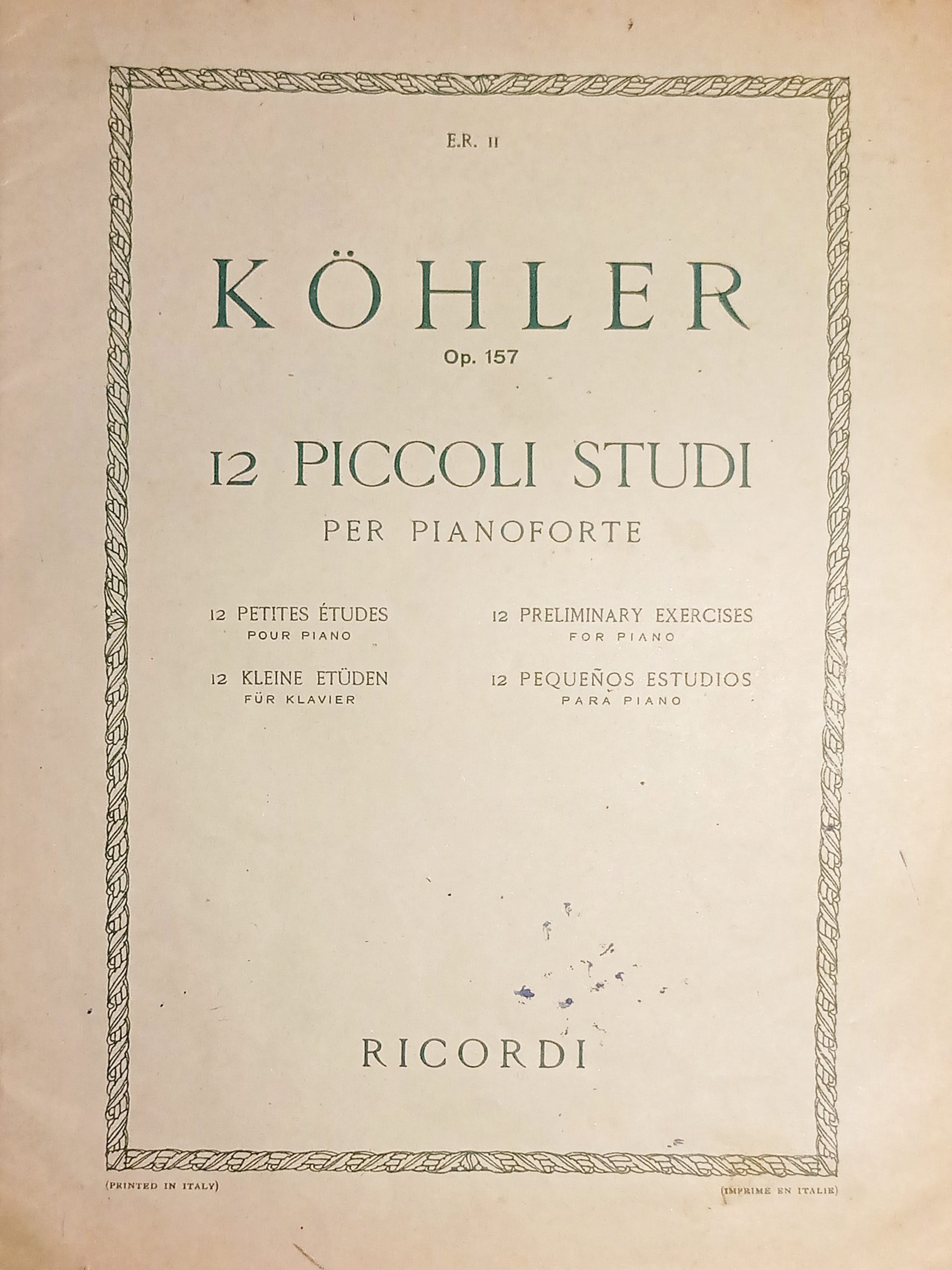 Spartiti - Louis Köhler Op. 157 - 12 Piccoli Studi …