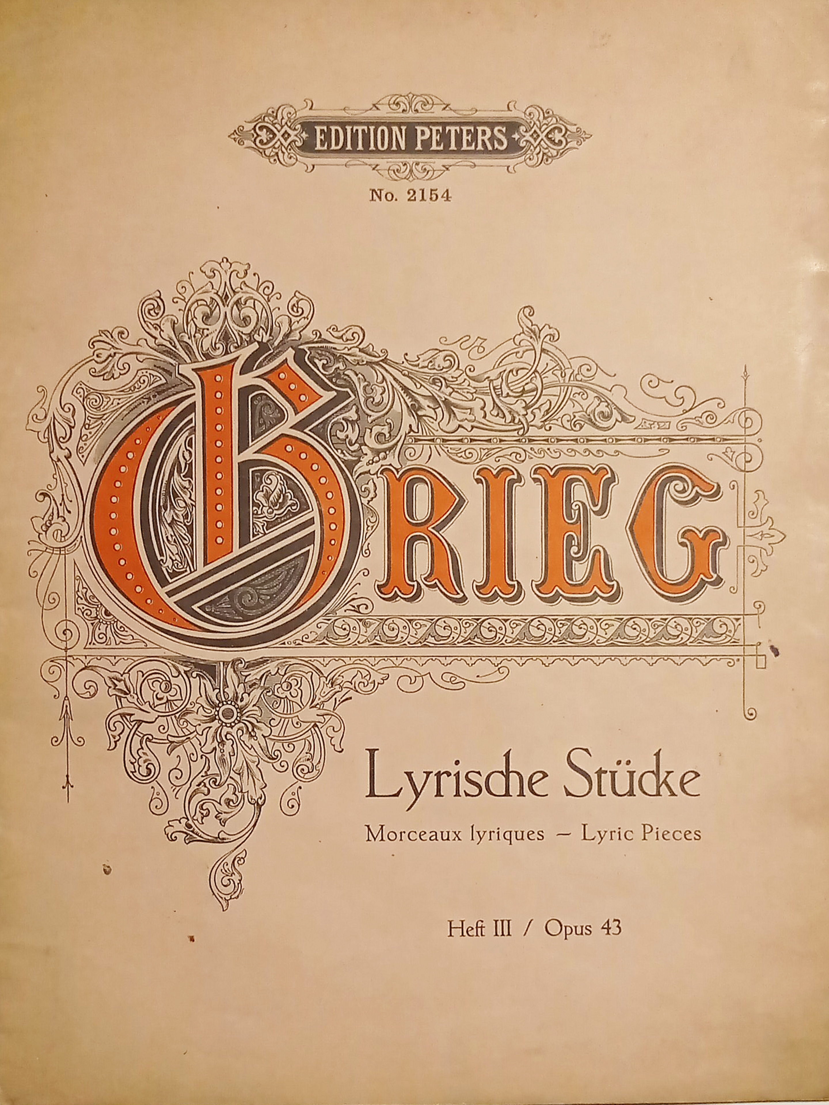 Spartiti - Lyrische Stücke - Morceaux Lyriques von Edvard Grieg …