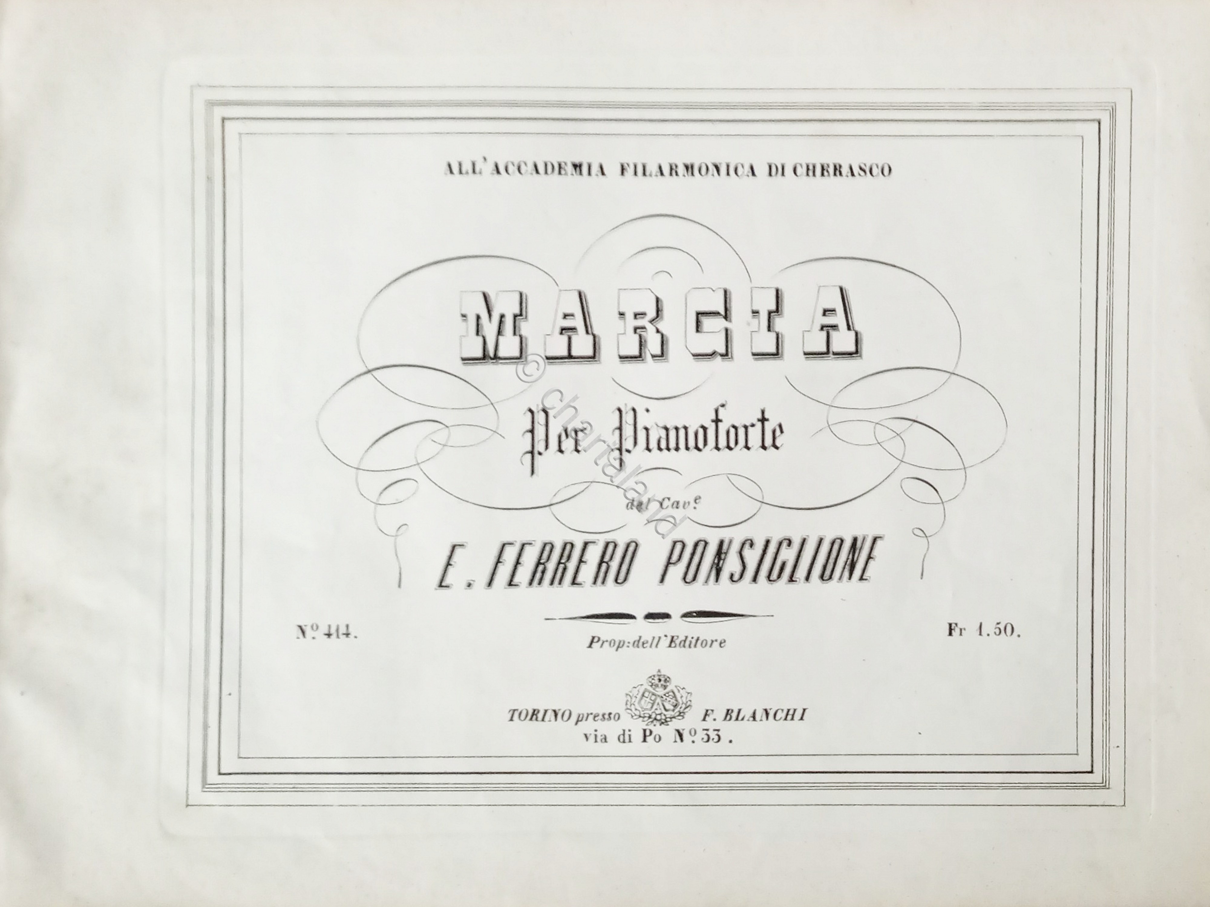 Spartiti - Marcia per Pianoforte di E. Ferrero Ponsiglione