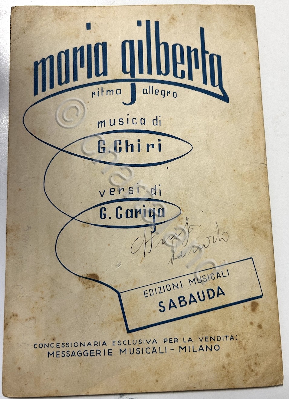 Spartiti - Maria Gilberta - Musica di Chiri - Fisarmonica …