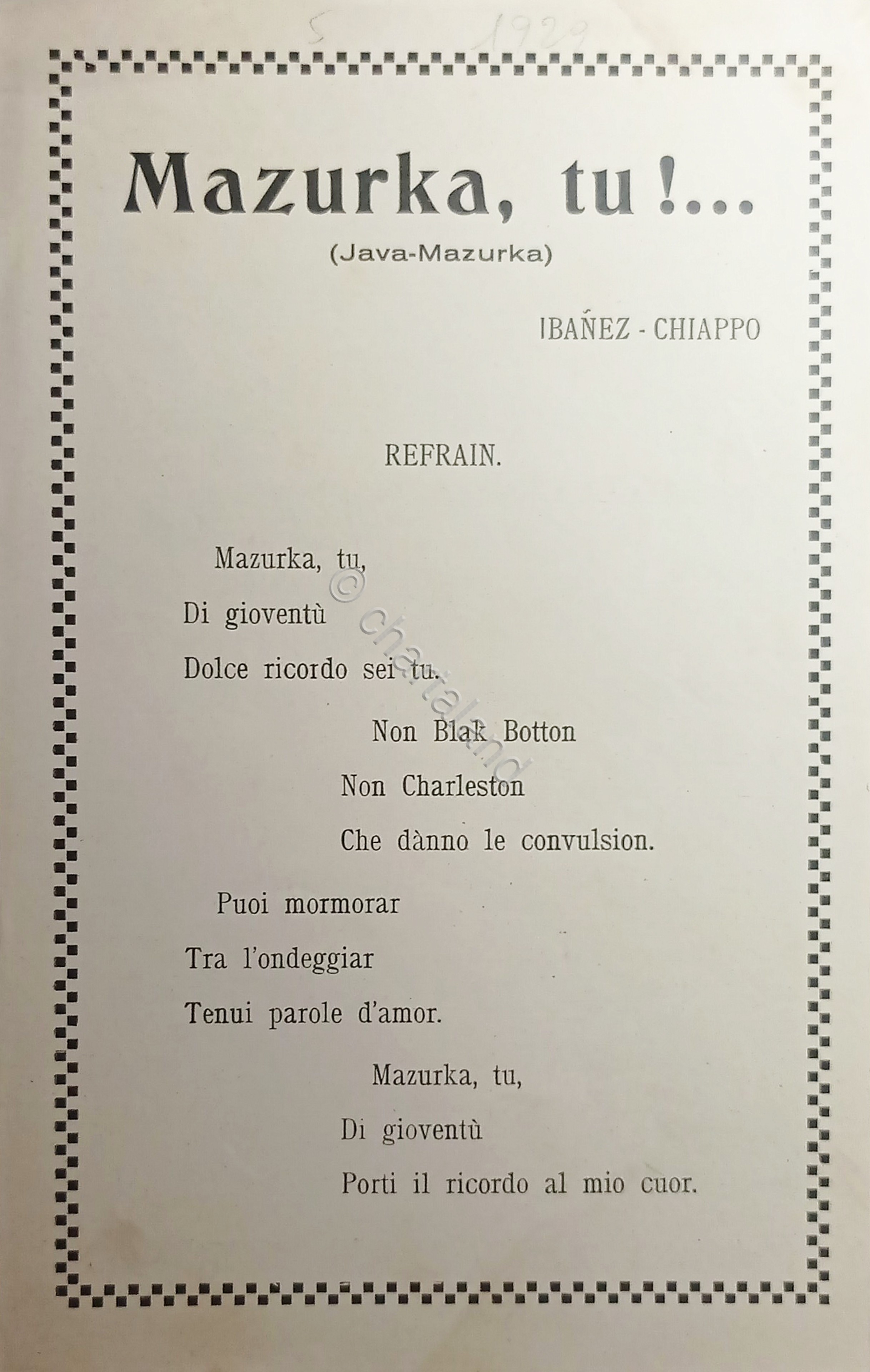Spartiti - Mazurka, tu!.. - Java Mazurka di Ibanez-Chiappo - …