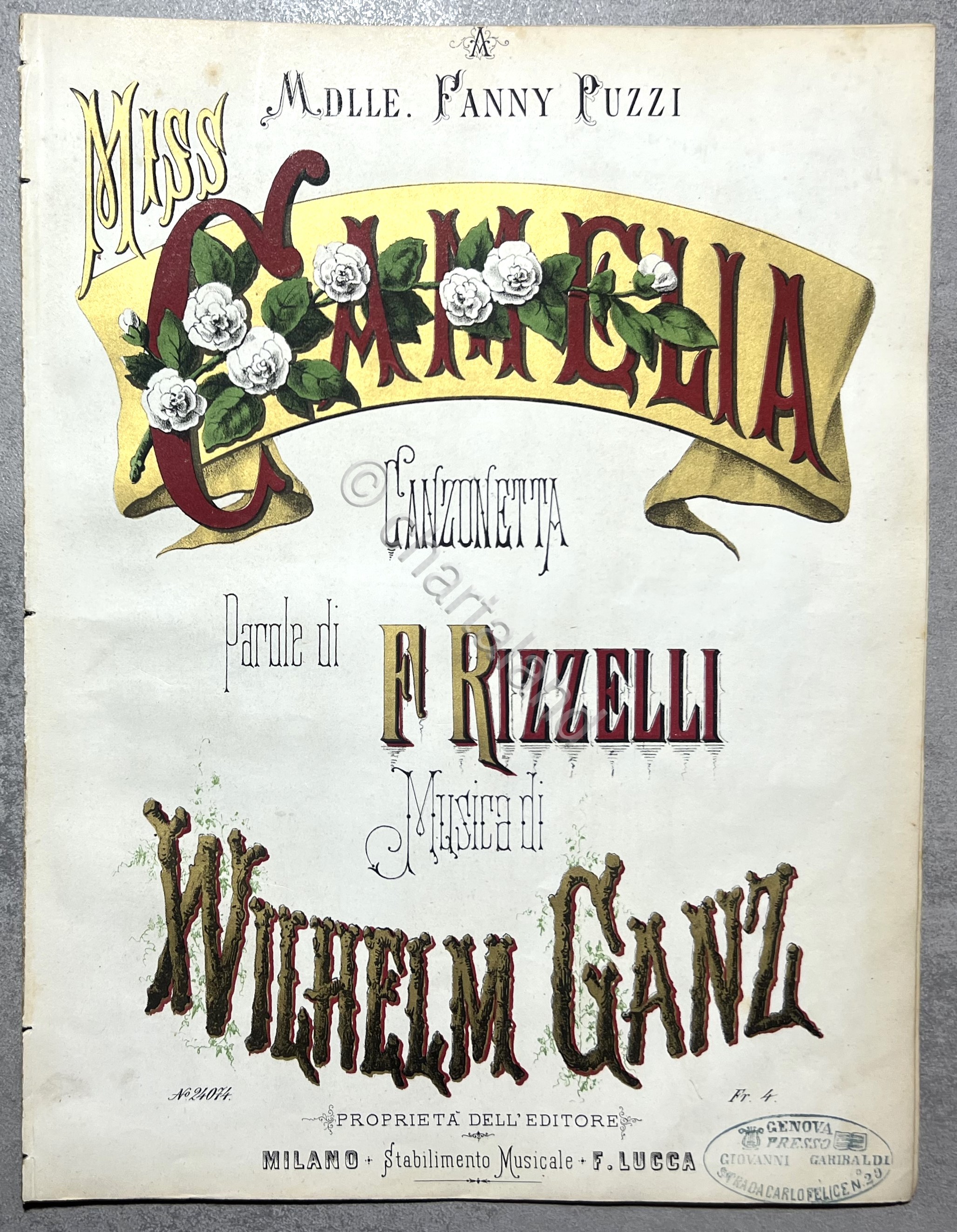 Spartiti - Miss Camelia - Canzonetta di F. Rizzelli e …