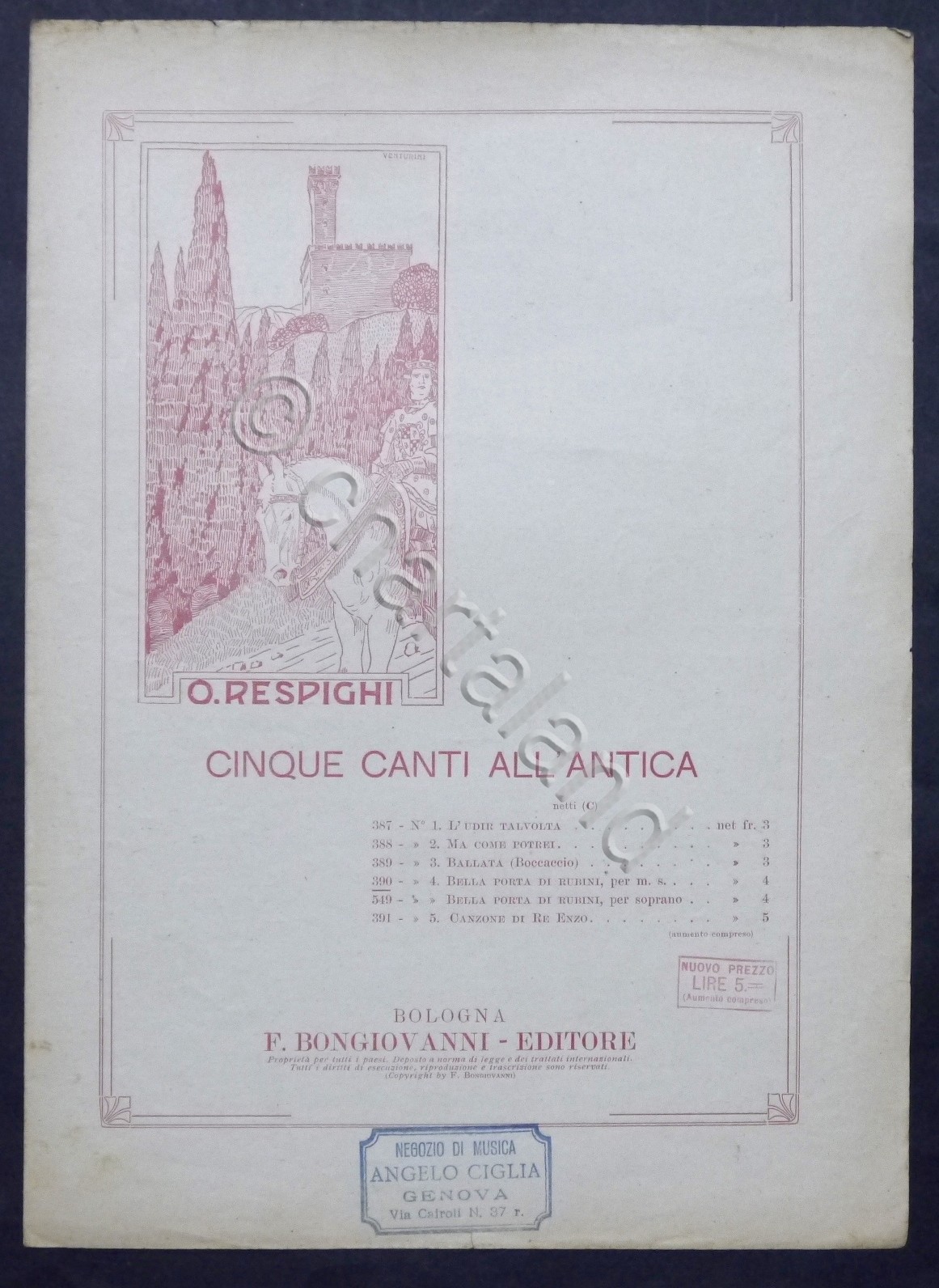 Spartiti - O. Respighi - Bella porta di rubini - …