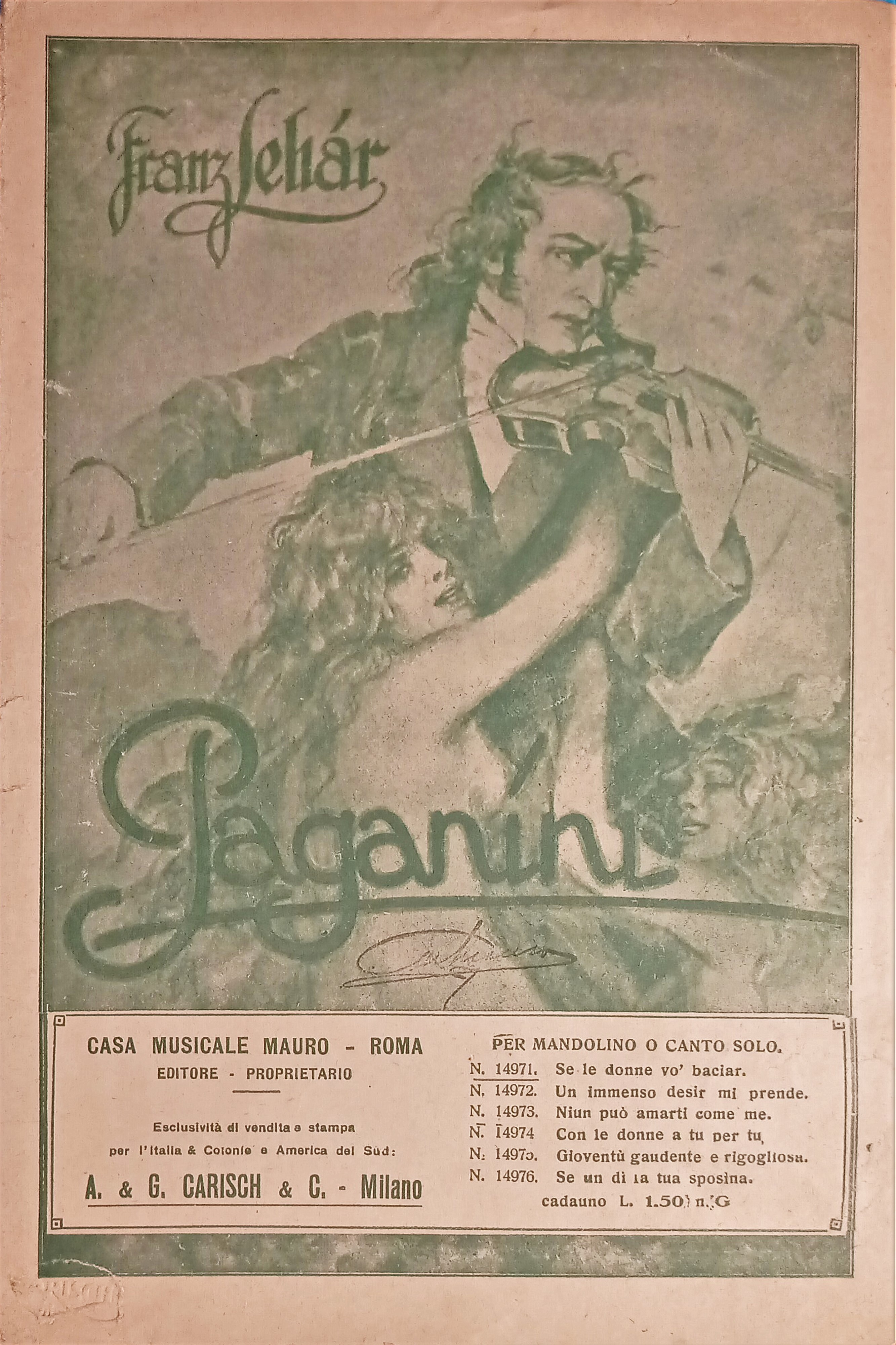 Spartiti - Paganini - Aria di Paganini di F. Lehàr …